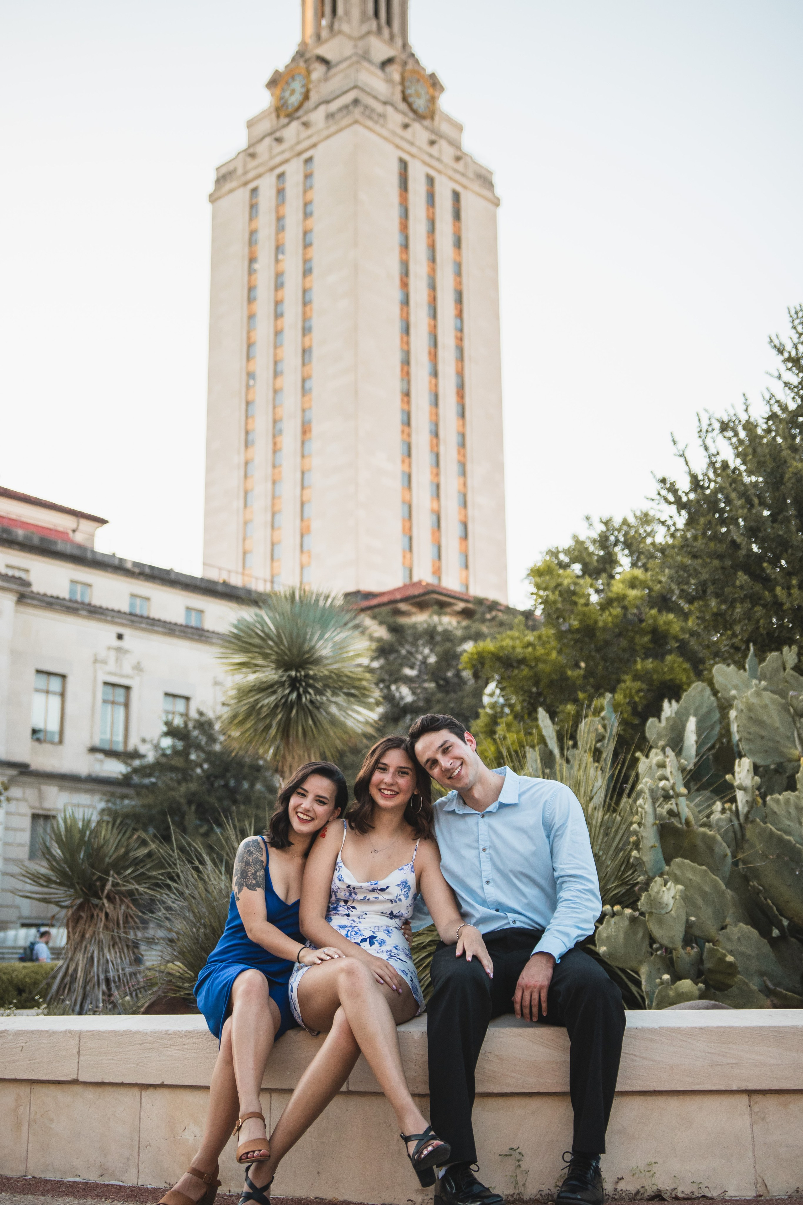 Group senior photoshoot at the University of Texas Austin