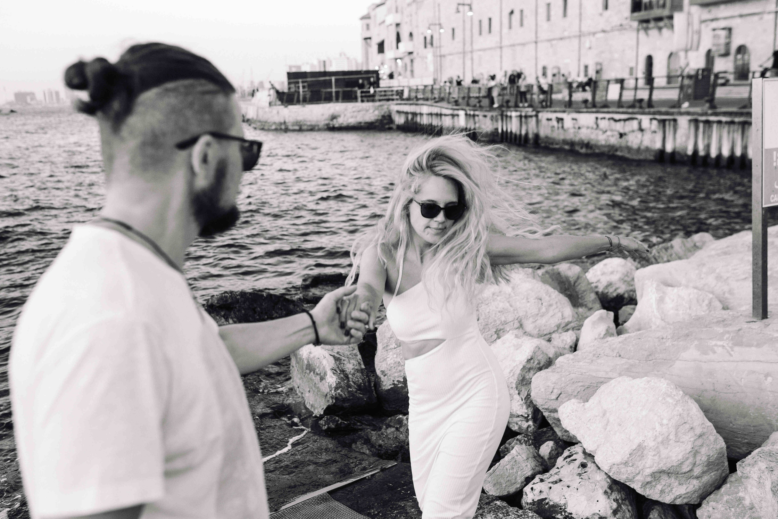 SUNSET IN JAFFO PORT. PHOTOGRAPHER IN ISRAEL