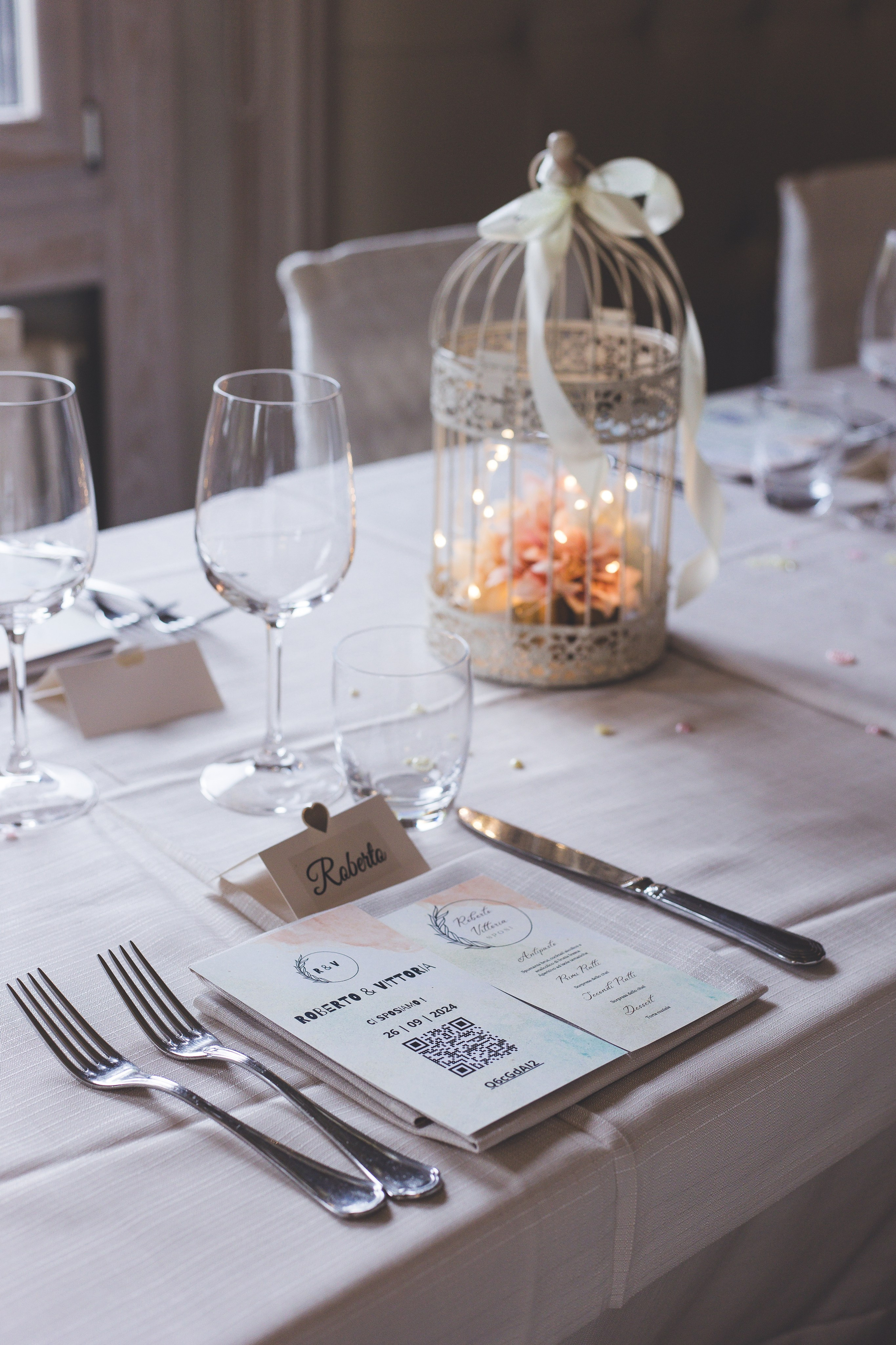 wedding table with a flower