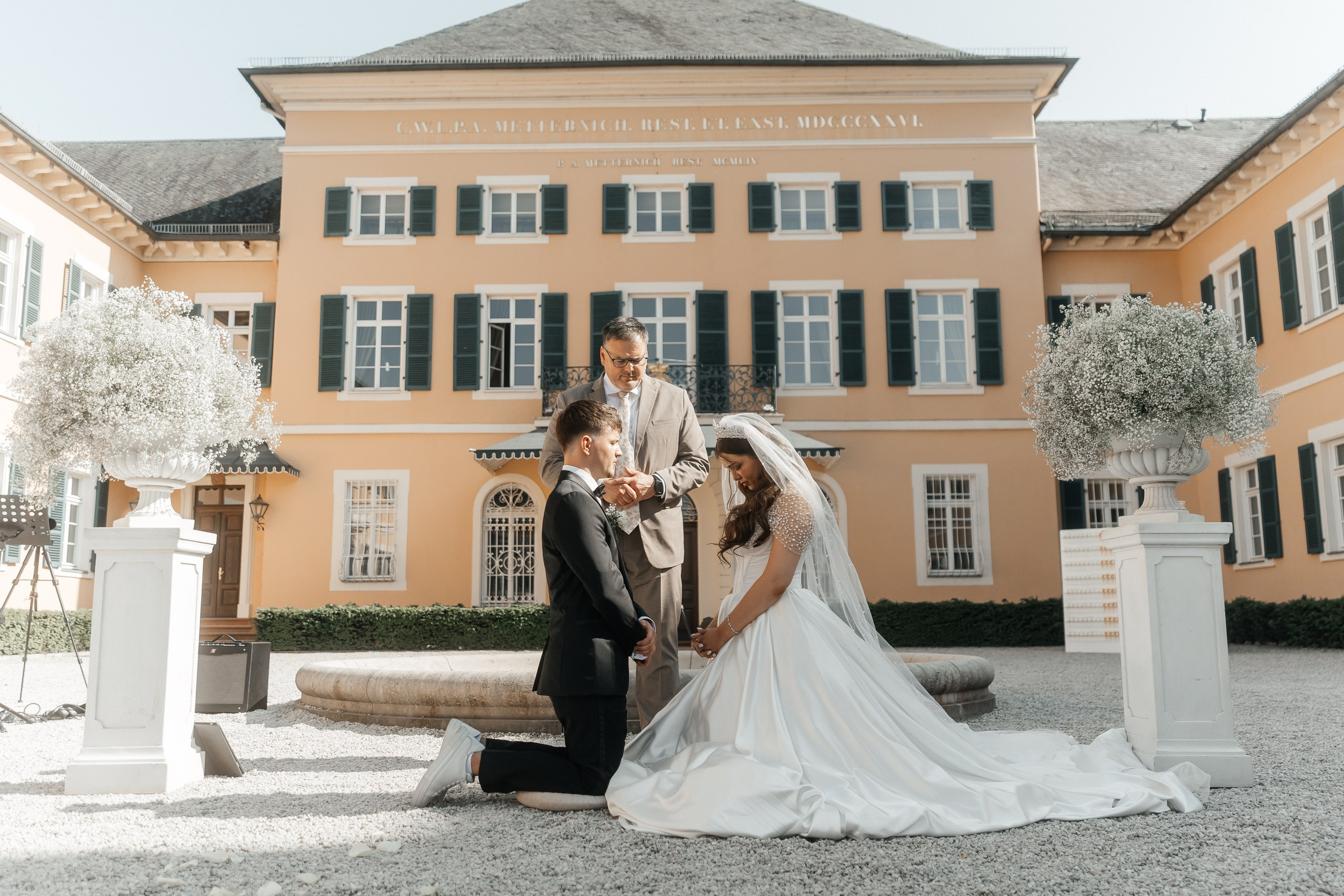 Bride and groom giving their YES I DO