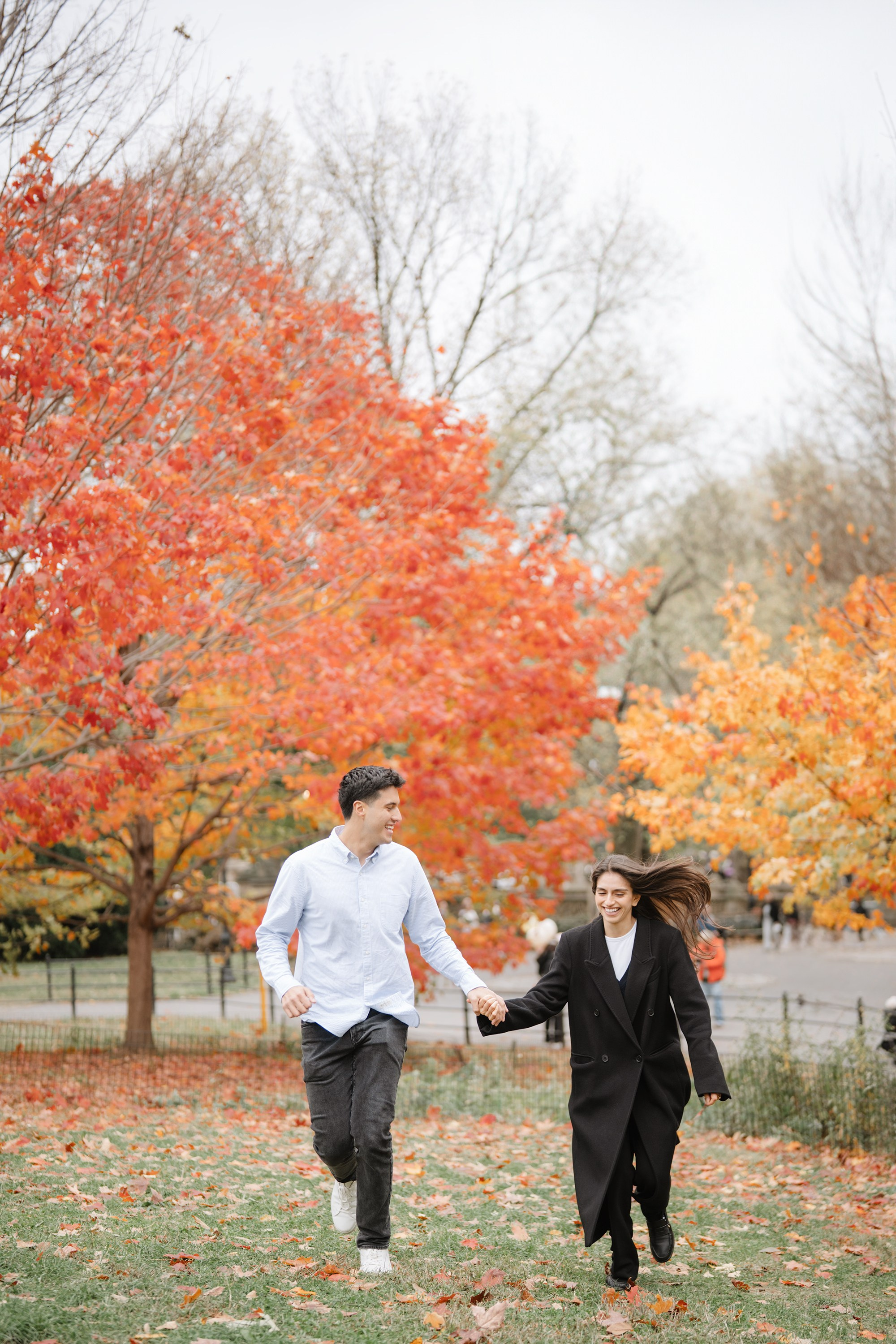 Proposal in Central Park. Fall 2025. Portrait and wedding photographer in New York