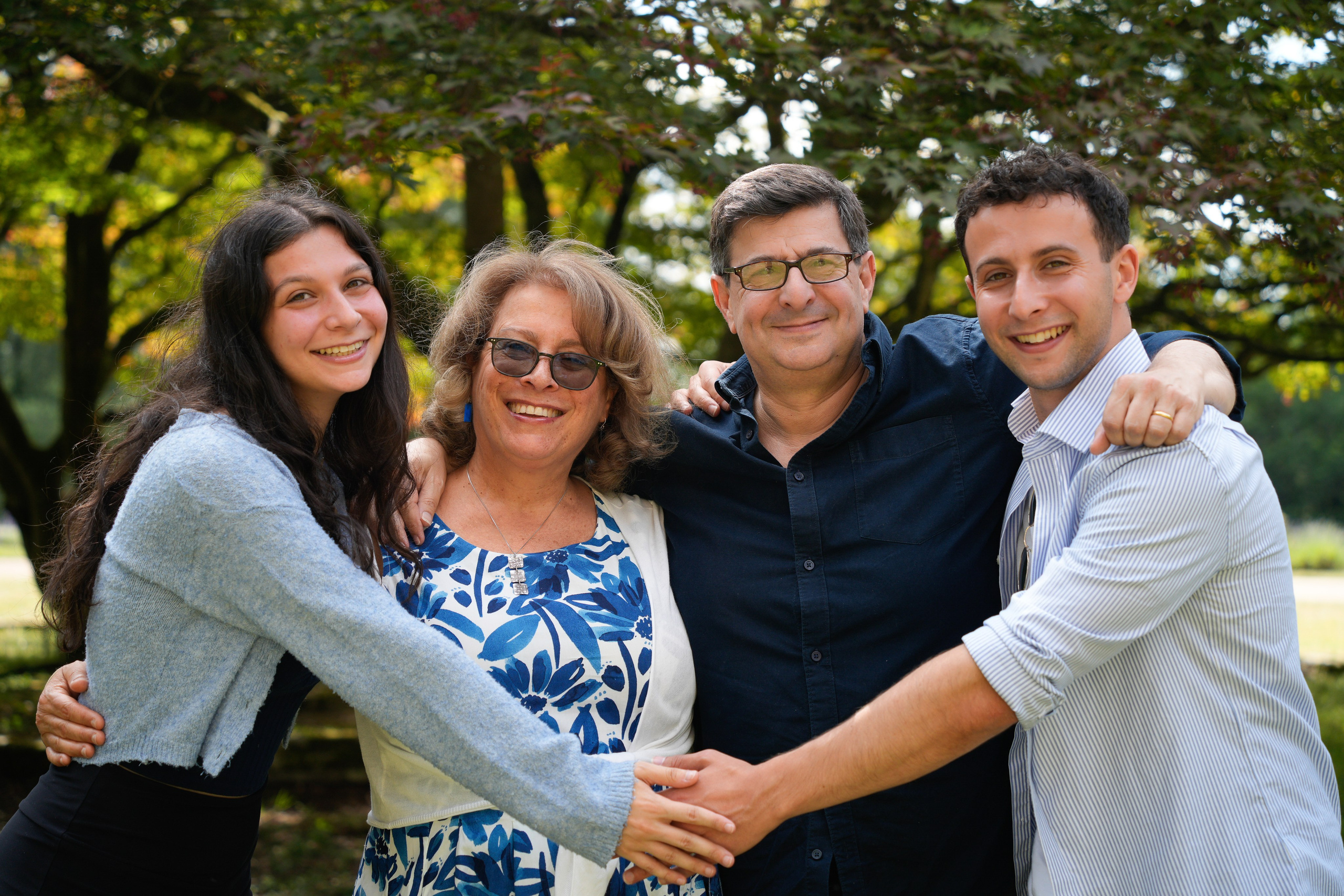Elegant family portrait with 90-year-old mum – taken in the garden near Solihull.