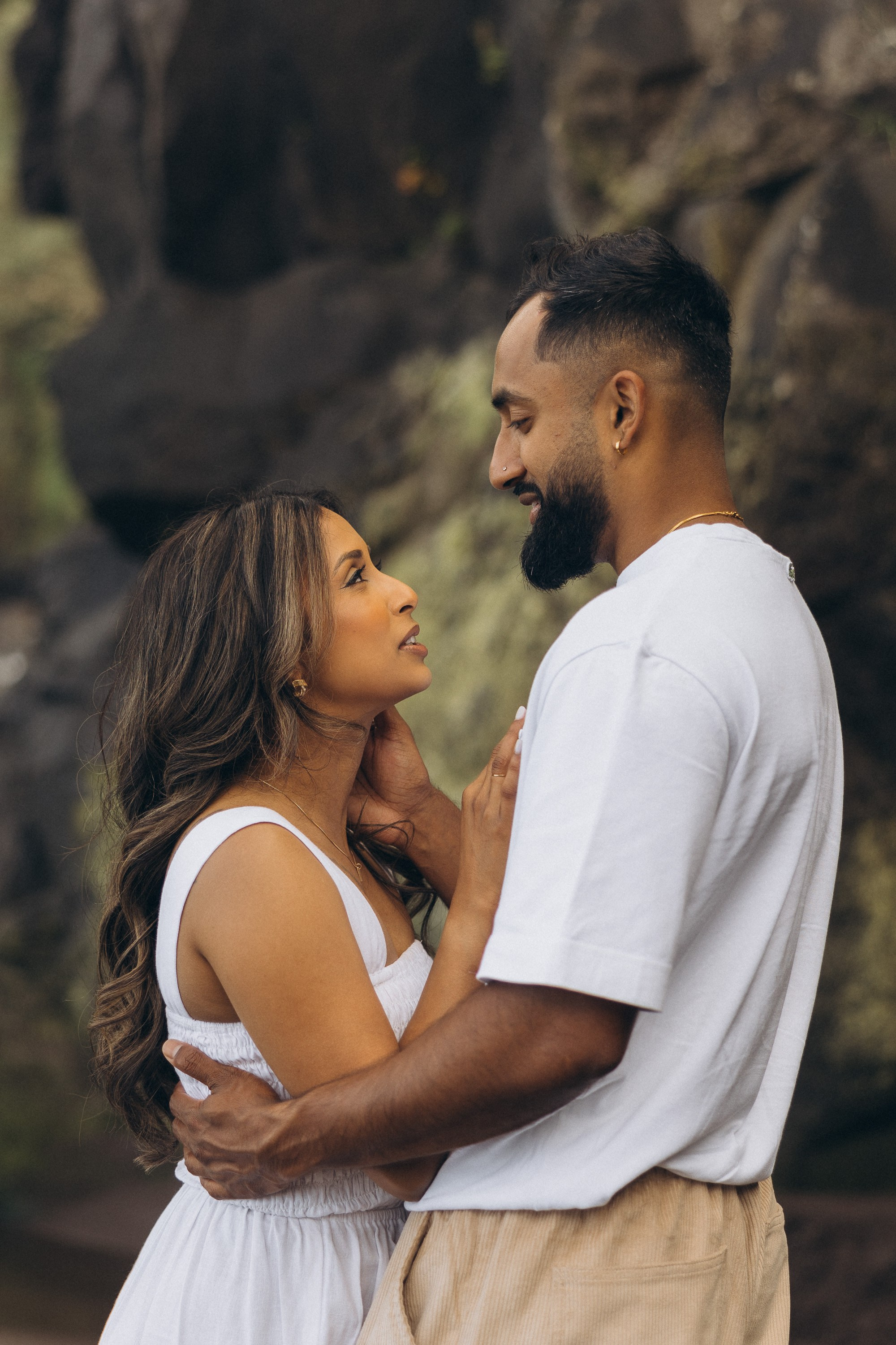 Proposal at Seixal Beach, Madeira – romantic engagement by the ocean, capturing intimate moments on the black sand shore