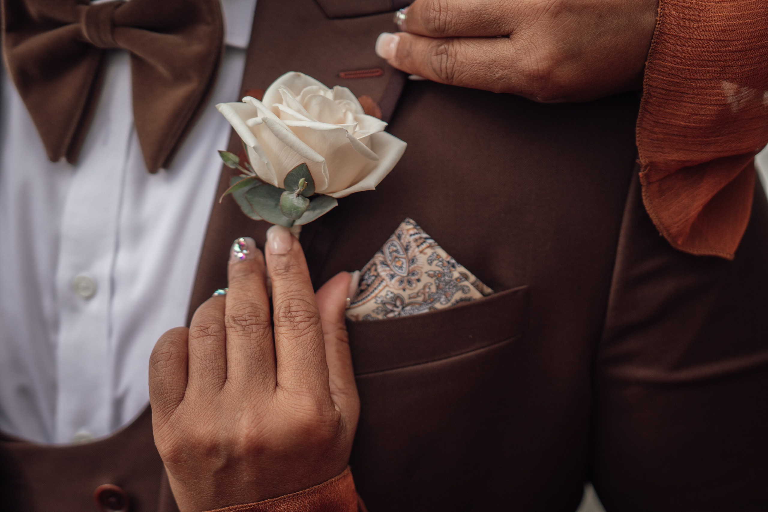 Groom’s cufflinks and tie captured by luxury wedding photographer in Cancun