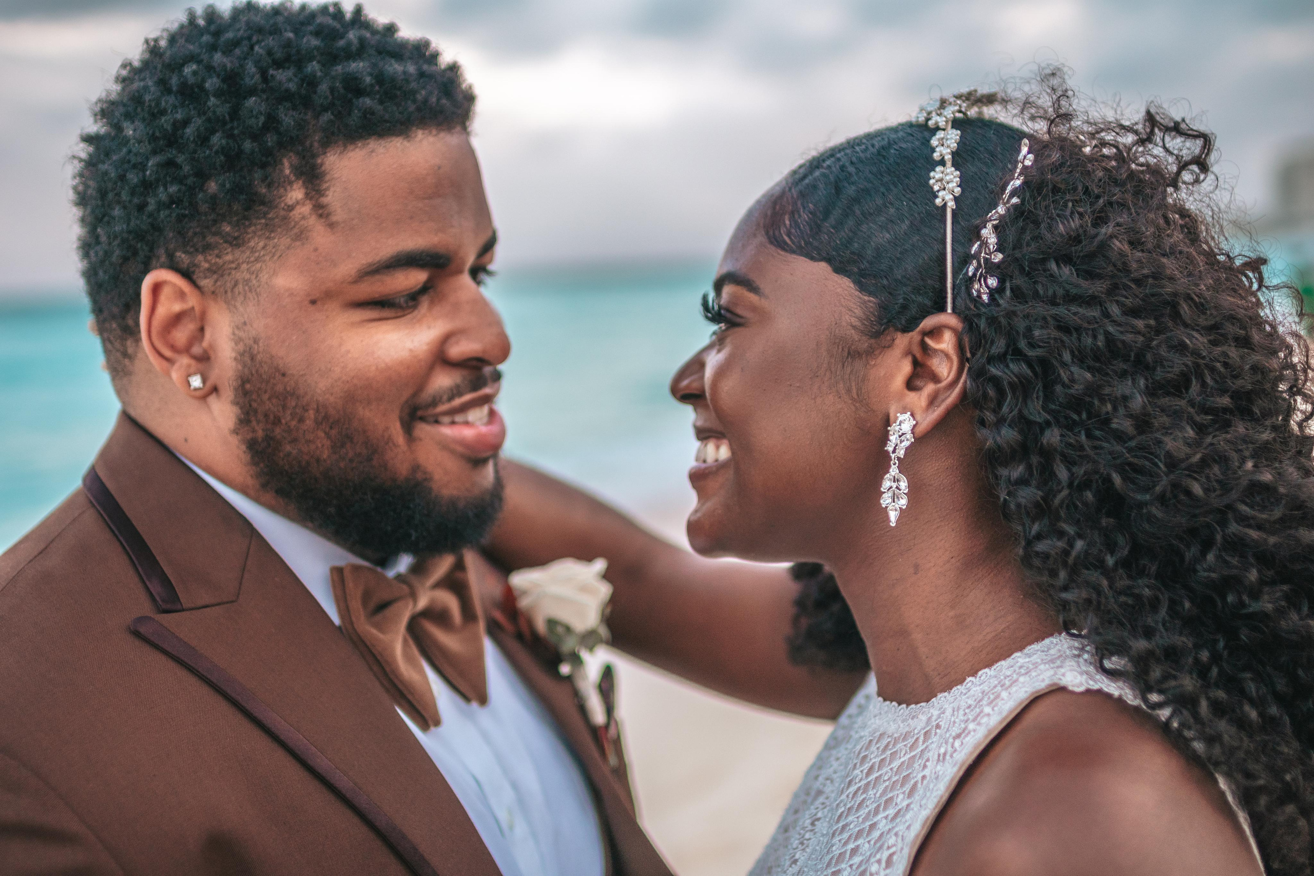 Destination wedding couple at stormy sunset – Riviera Maya photographer