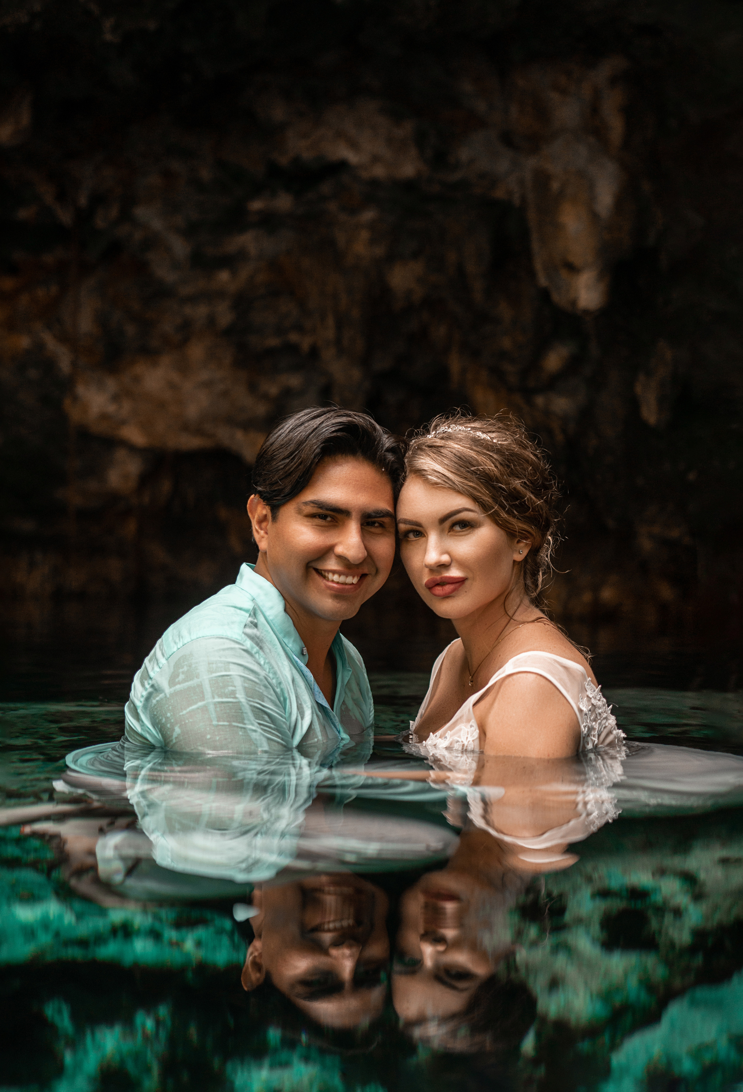 Fine art cenote wedding photography in Riviera Maya