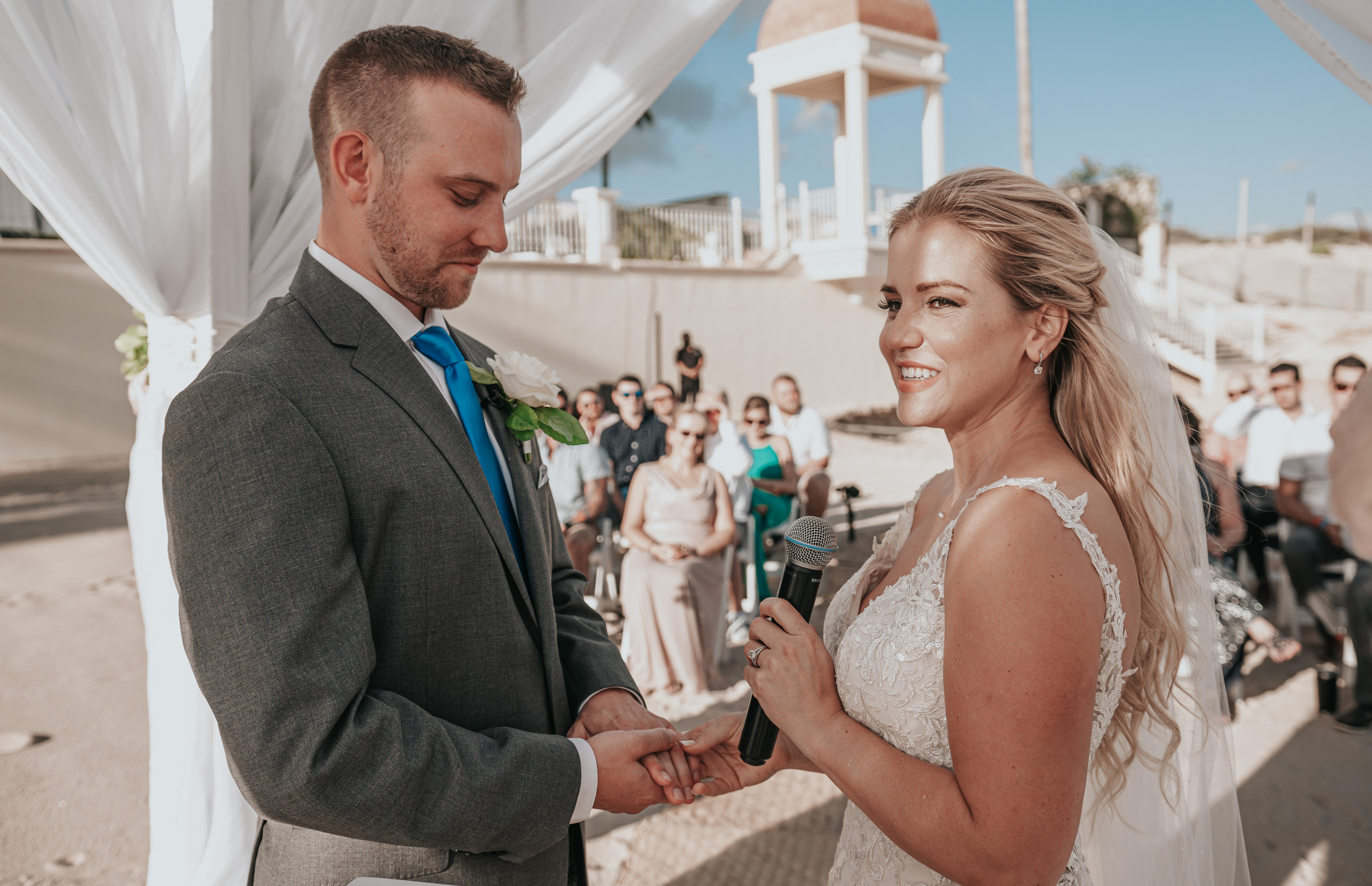 Bride and groom saying "I do" at exclusive Cabo resort