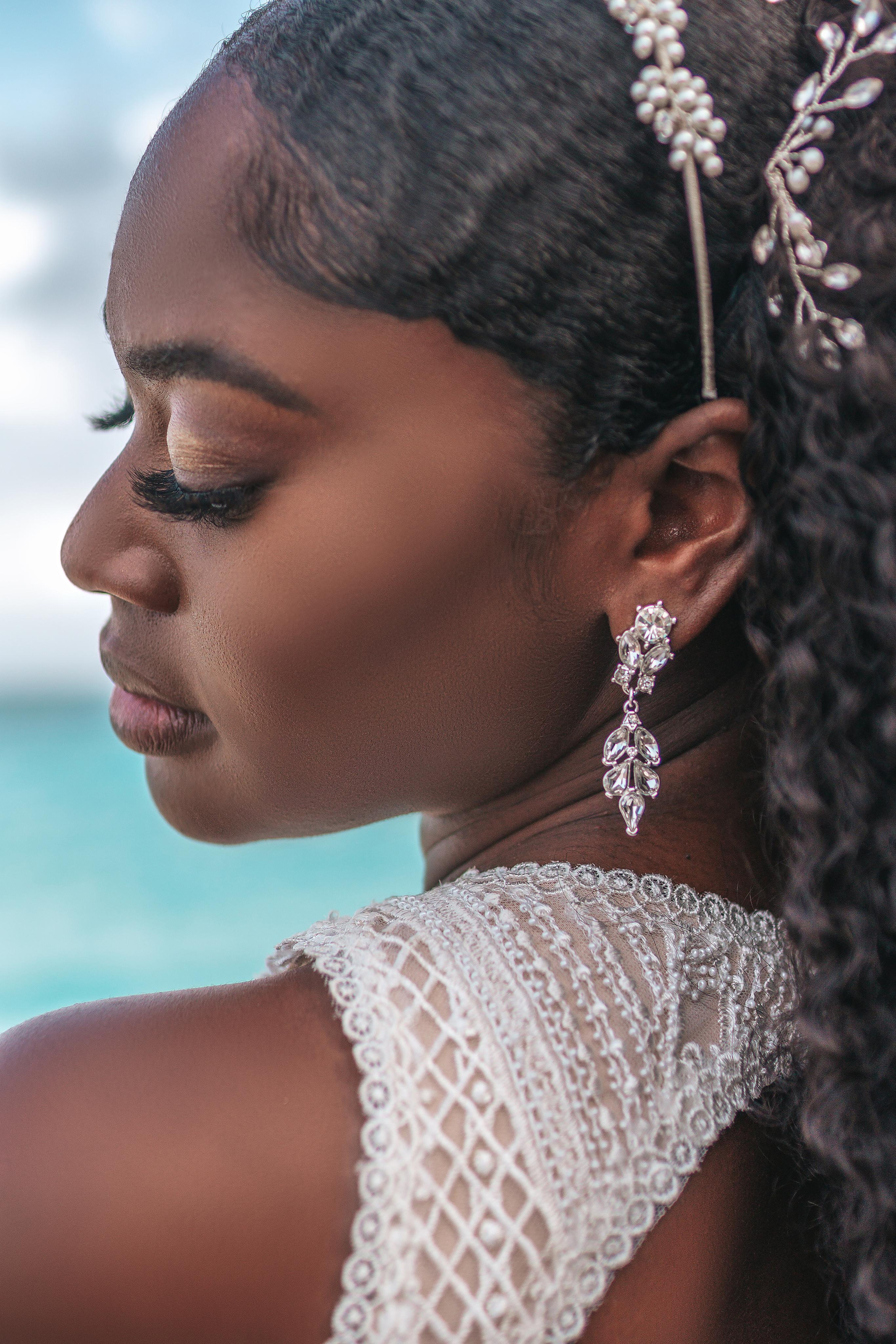 Soft and romantic bridal portrait before walking down the aisle
