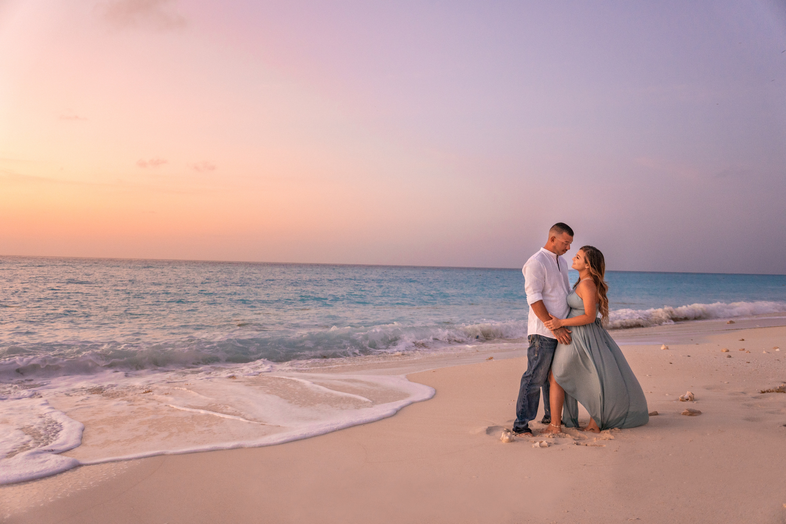 Engagement photo session on the shore in Tulum