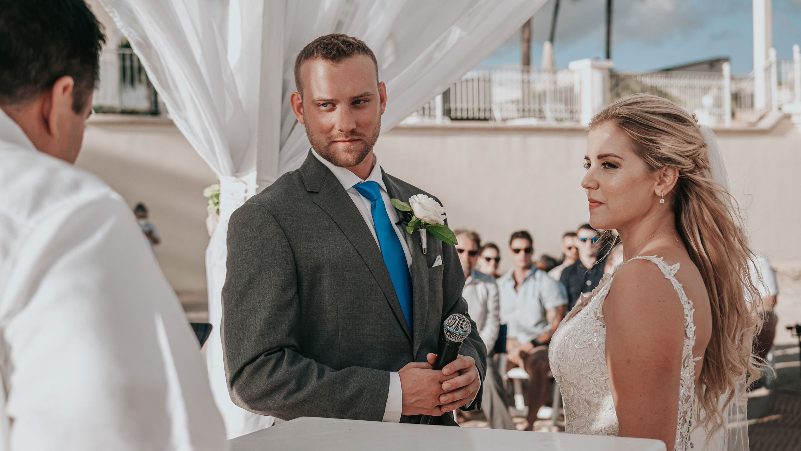 Modern ceremony setup on the beach in Los Cabos