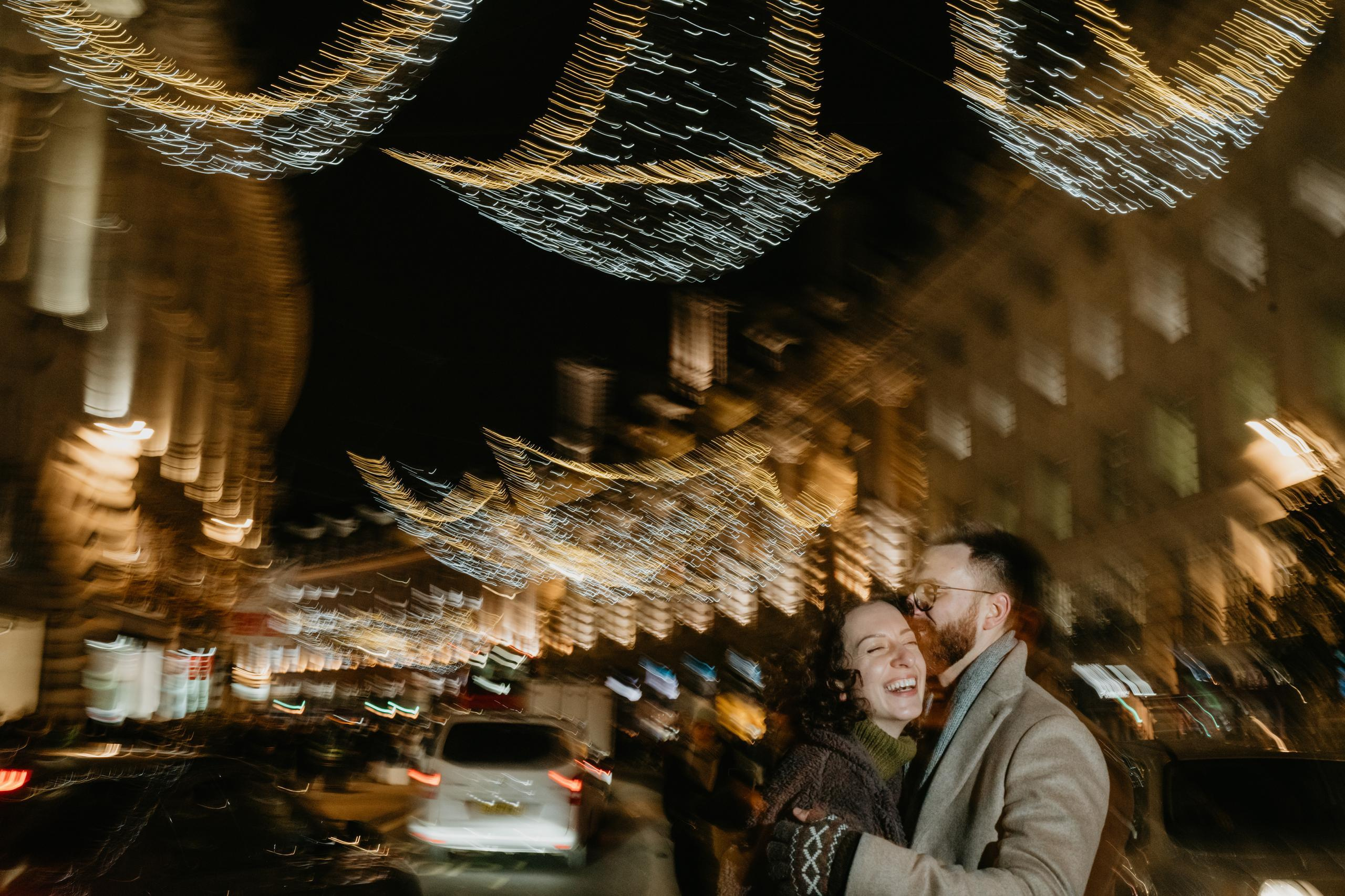 Warm Christmas engagement session in Central London. London portrait and family photographer
