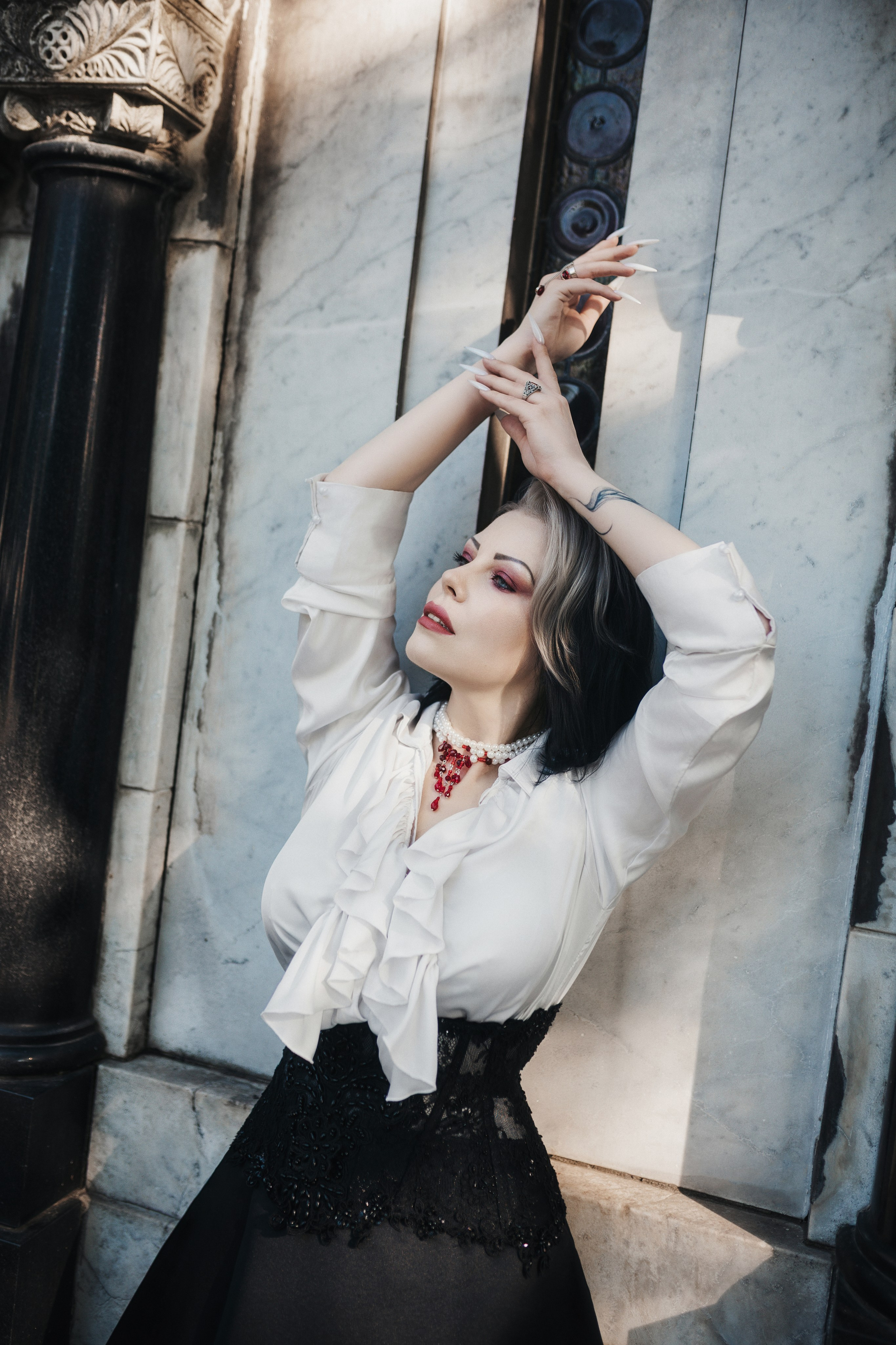 Creative outdoor portrait in Belgrade with natural light. Artistic portrait session in Belgrade location. Outdoor photoshoot in Serbia with soft evening light. Fantasy Fashion portrait in Belgrade