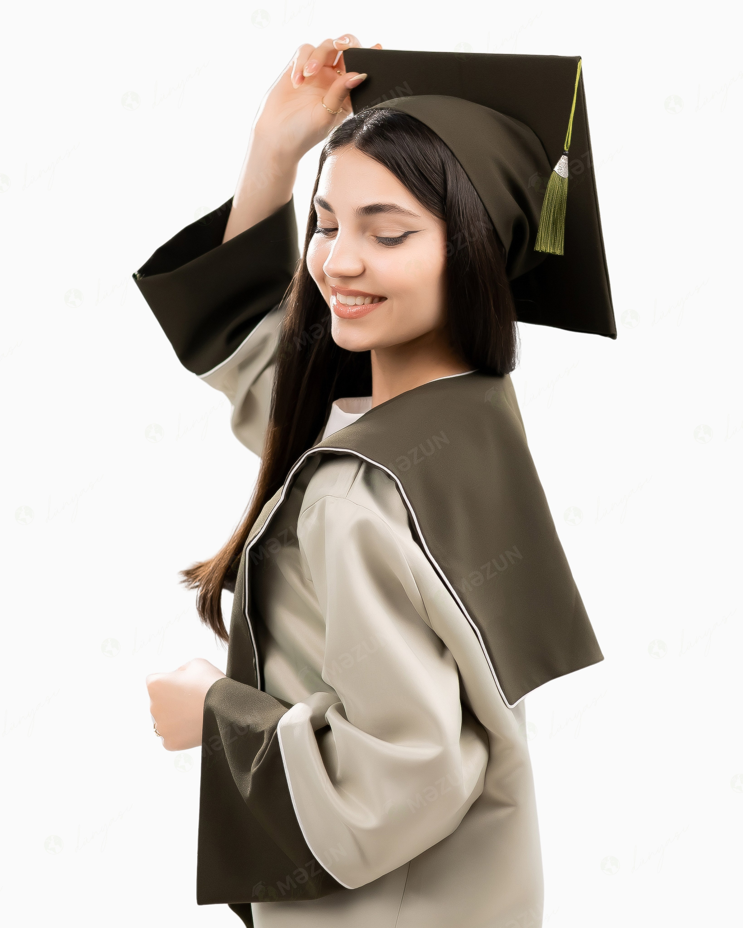 Premium Açıq Yaşıl. Məzun geyimləri və akssesuarları