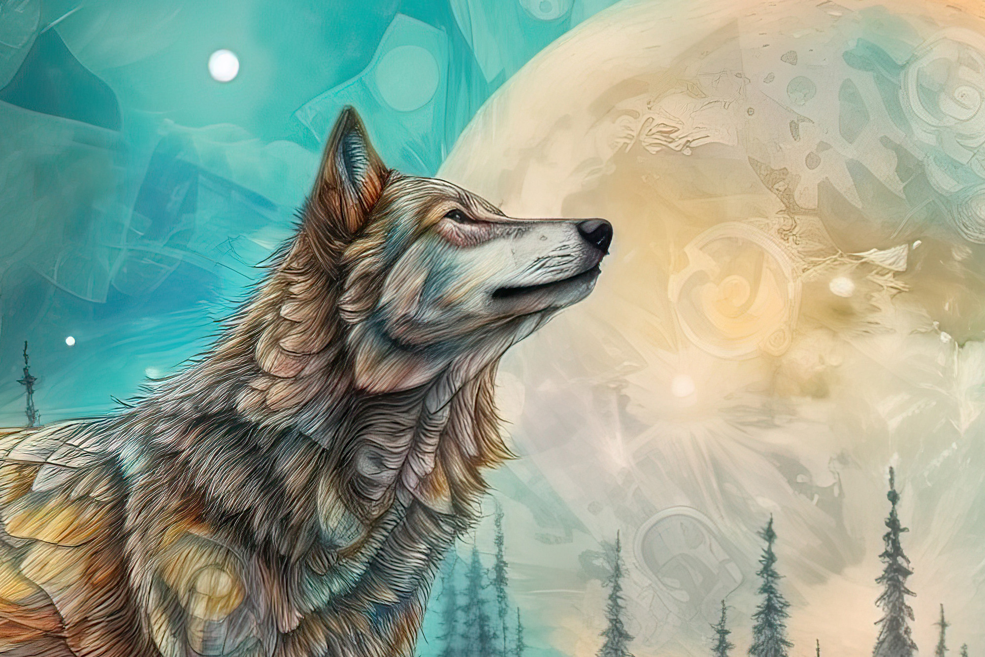 Wolf Collection Sacred Animals Artwork #21 Lolly Shine. Lolly Shine. Contemporary digital artist