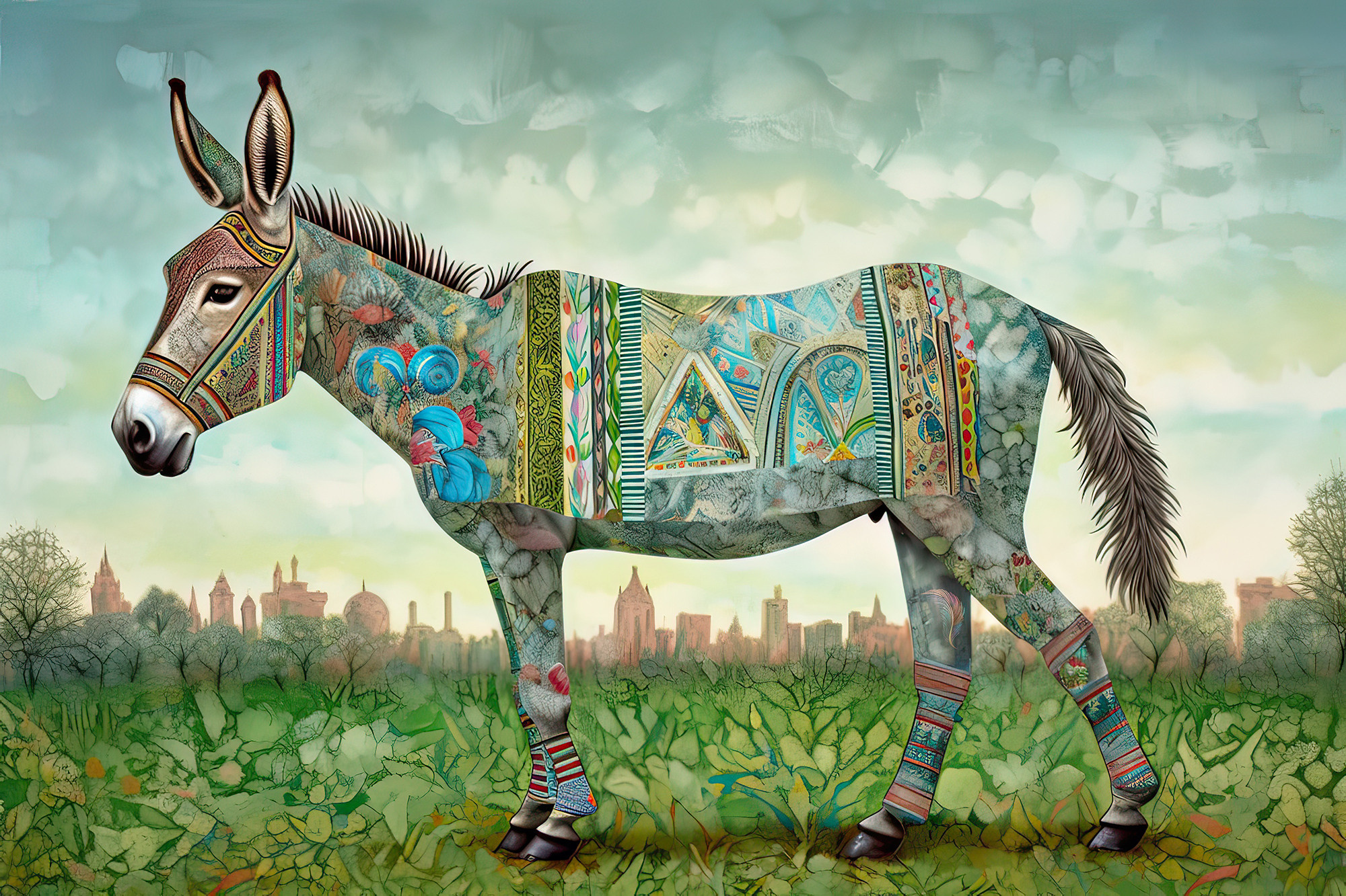 Donkey Collection Sacred Animals. Artwork #7 Lolly Shine. Lolly Shine. Contemporary digital artist
