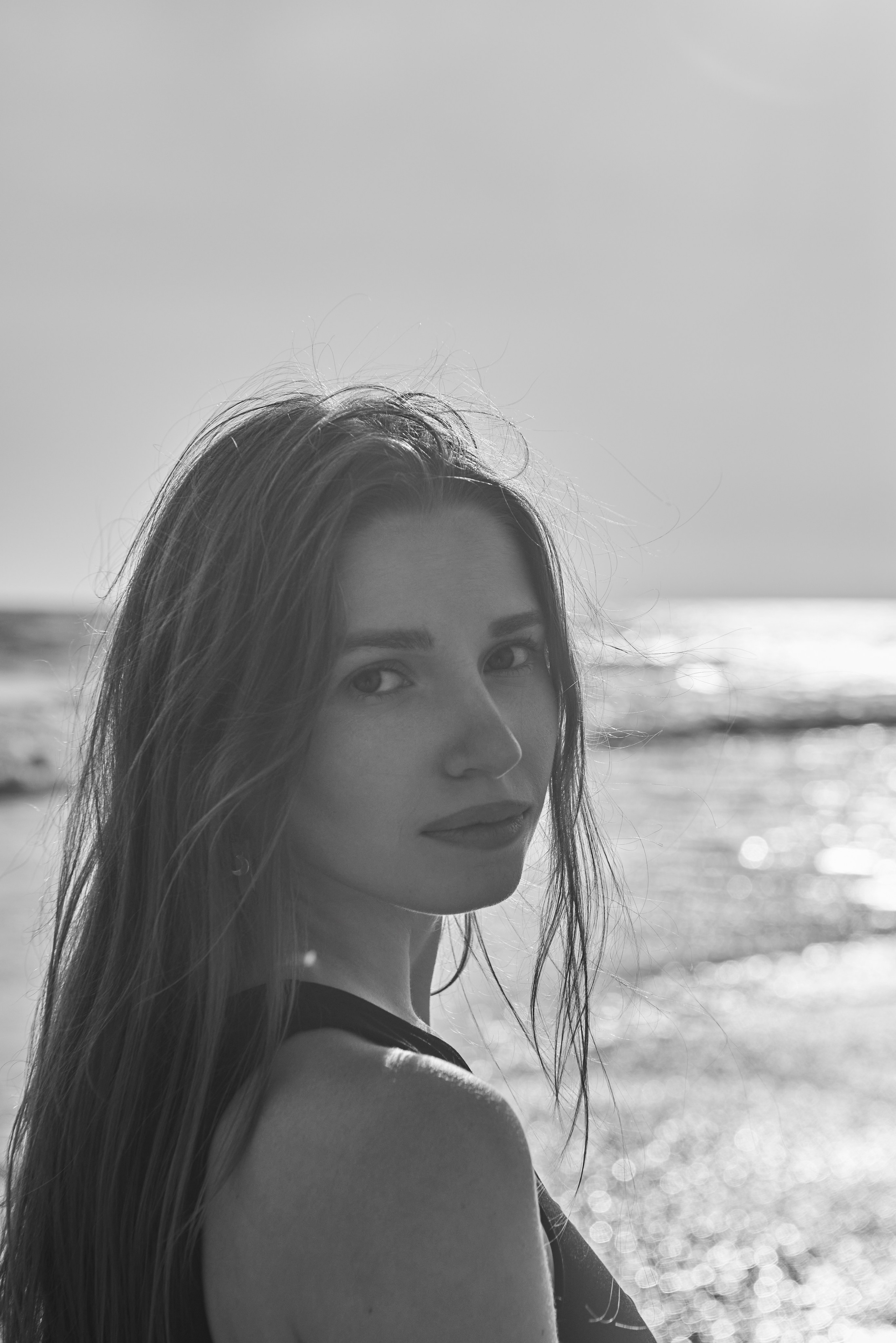 Portrait of a girl with golden sunlight on Santa Monica Beach