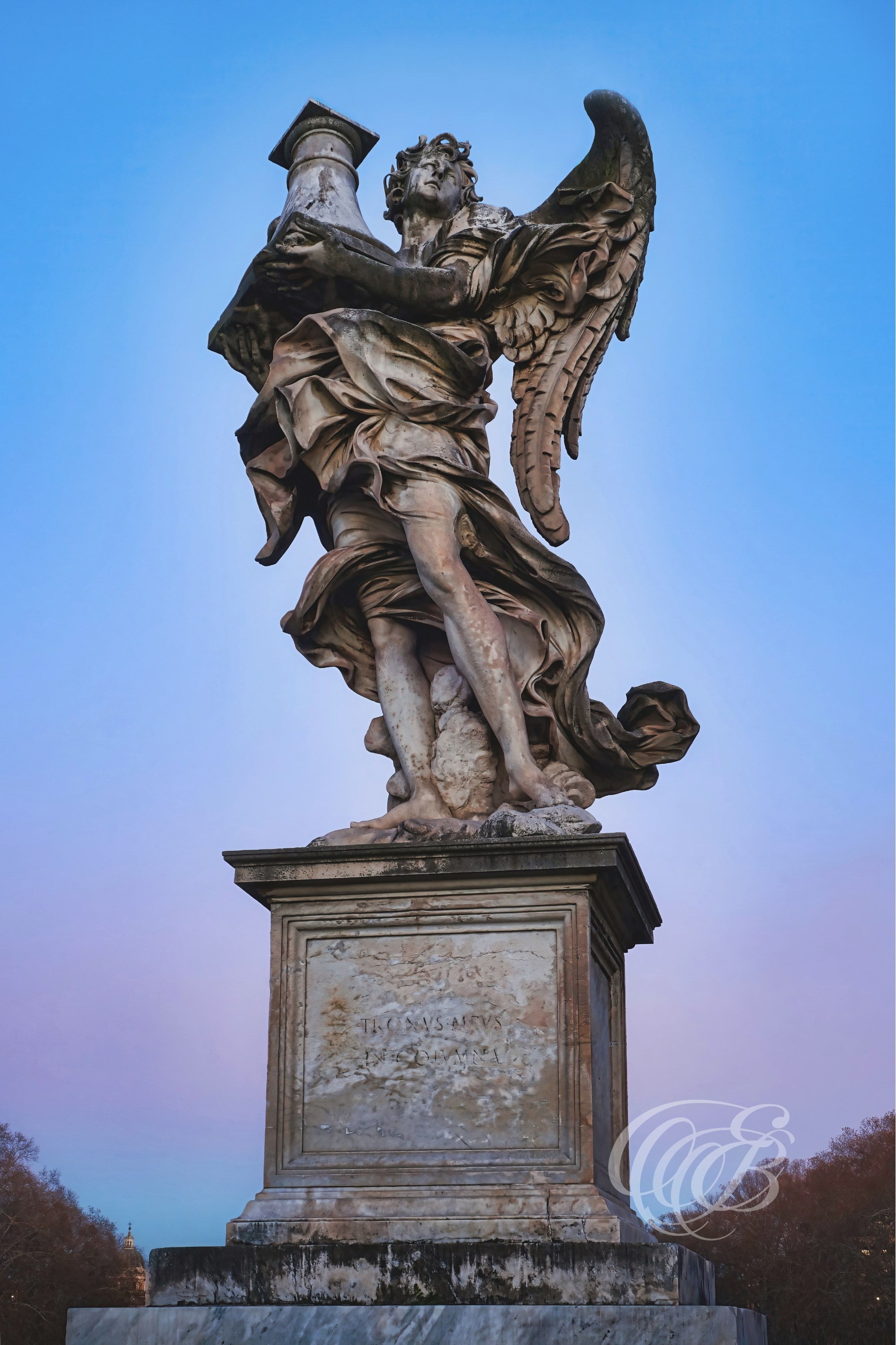 Photography of Italy — Rome, Ponte Sant’Angelo Angel with Column — Eduardo Bartoli Fine Art & Travel Photography