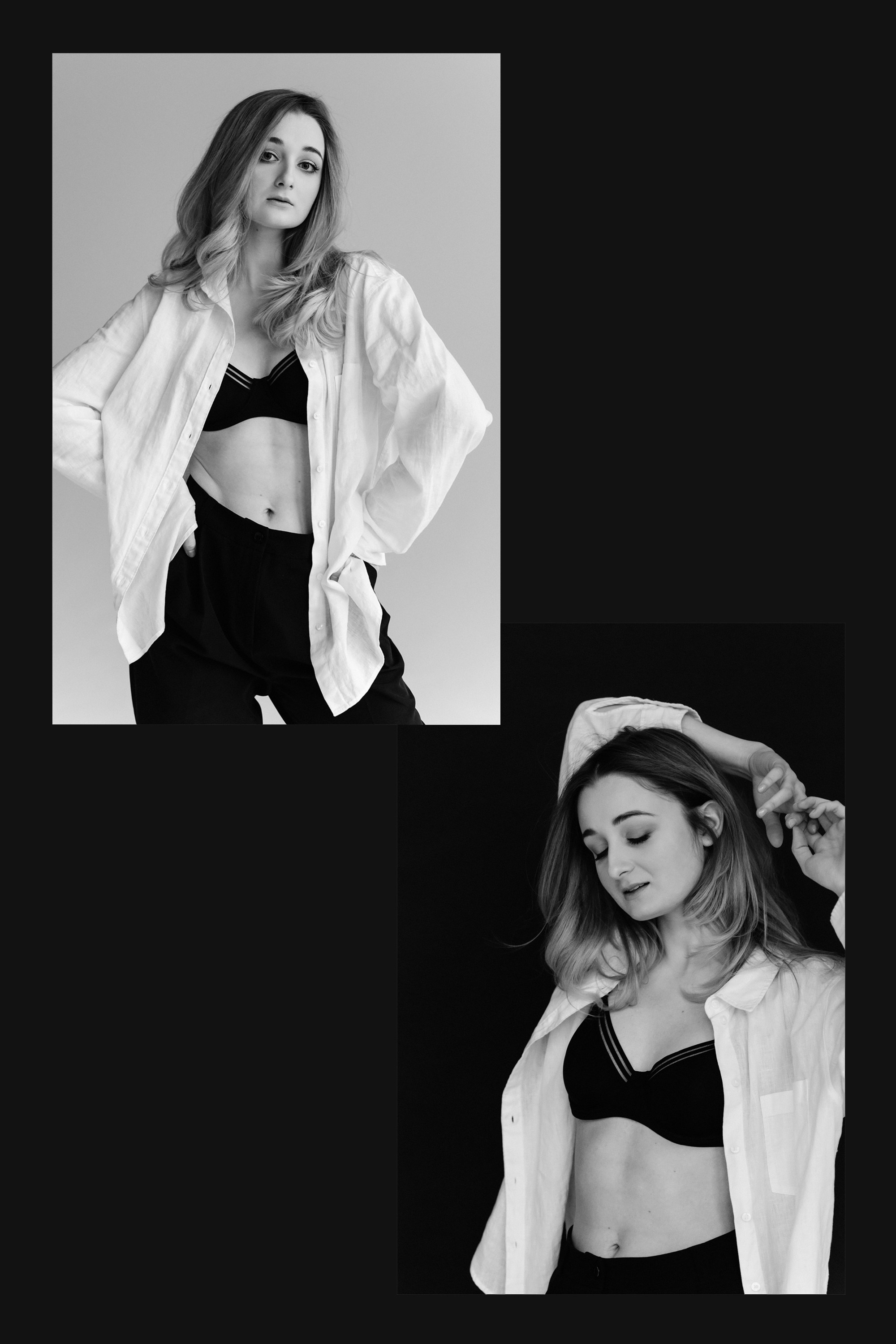 Sesja kobieca w studio. Czarno-biała sesja zdjęciowa. Fotograf kobiecy Warszawa. Фотограф Варшава.