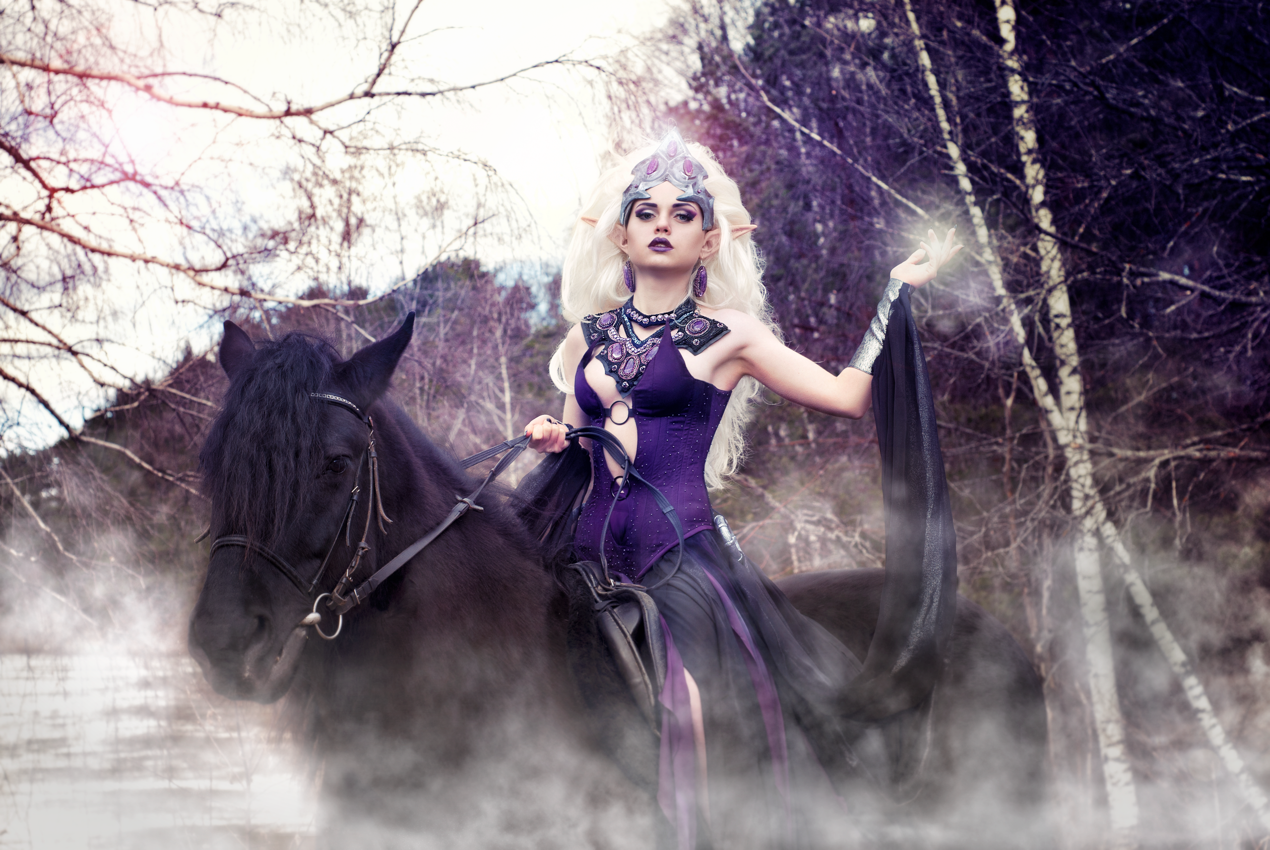 Fantasy cosplay portrait with dramatic studio lighting. Dark aesthetic cosplay photoshoot in Belgrade. Creative fantasy character photography in Serbia