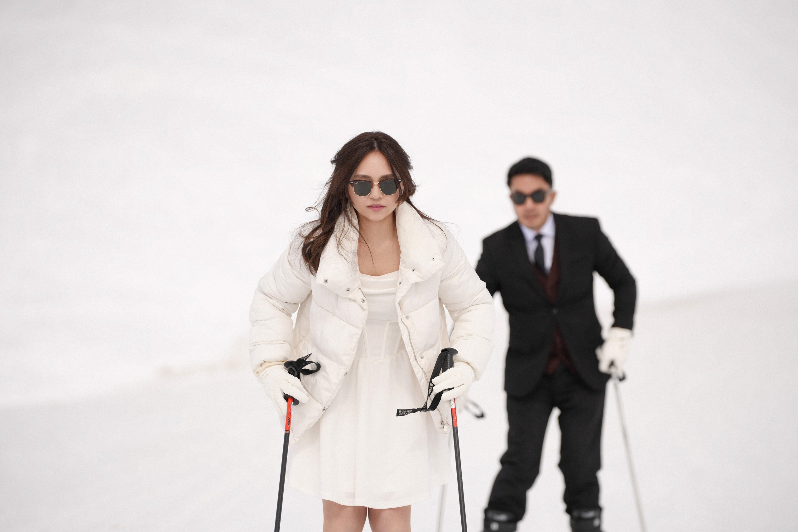 Couple celebrating their love in Gudauri ski resort