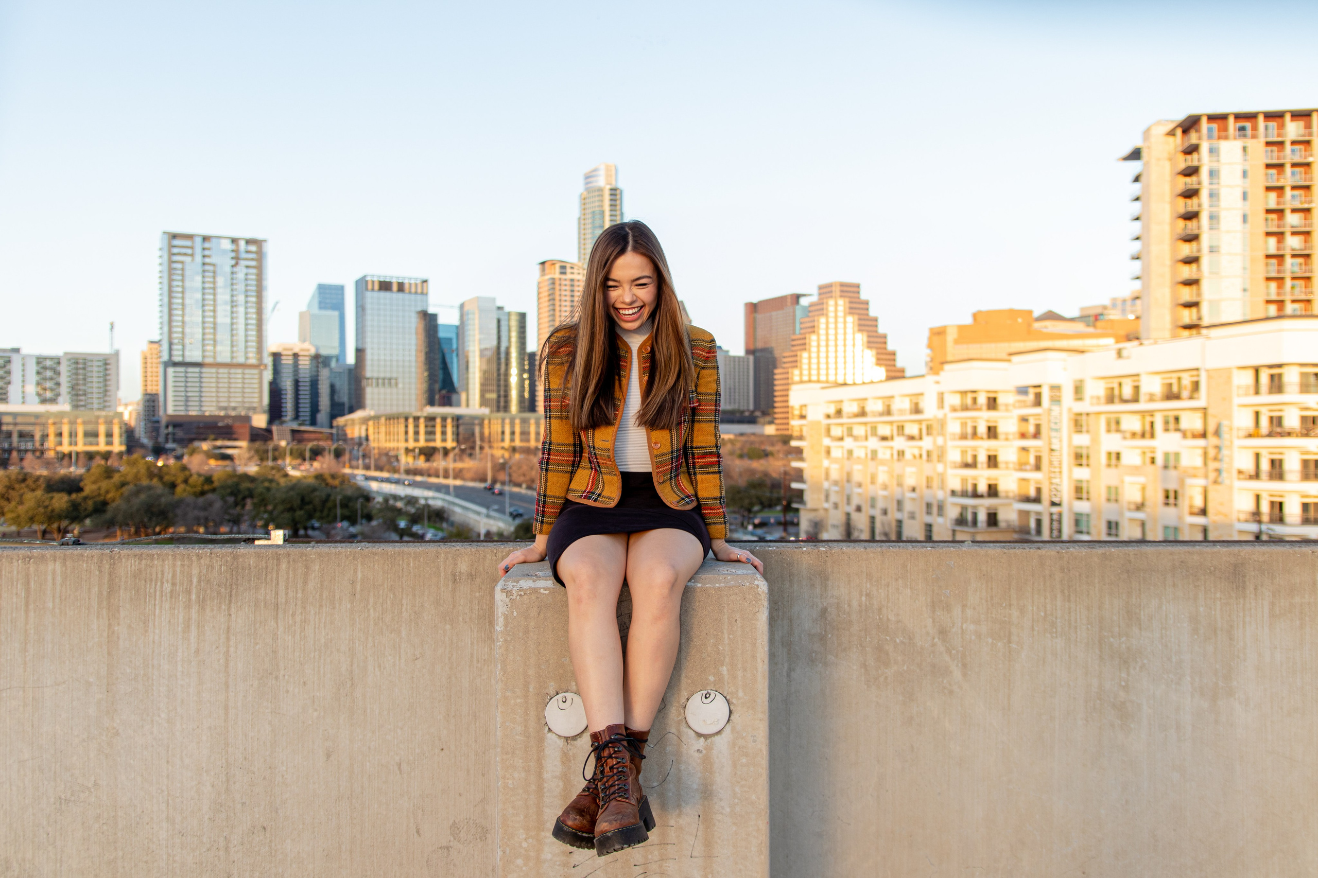 Anna’s photoshoot on a rooftop in downtown Austin