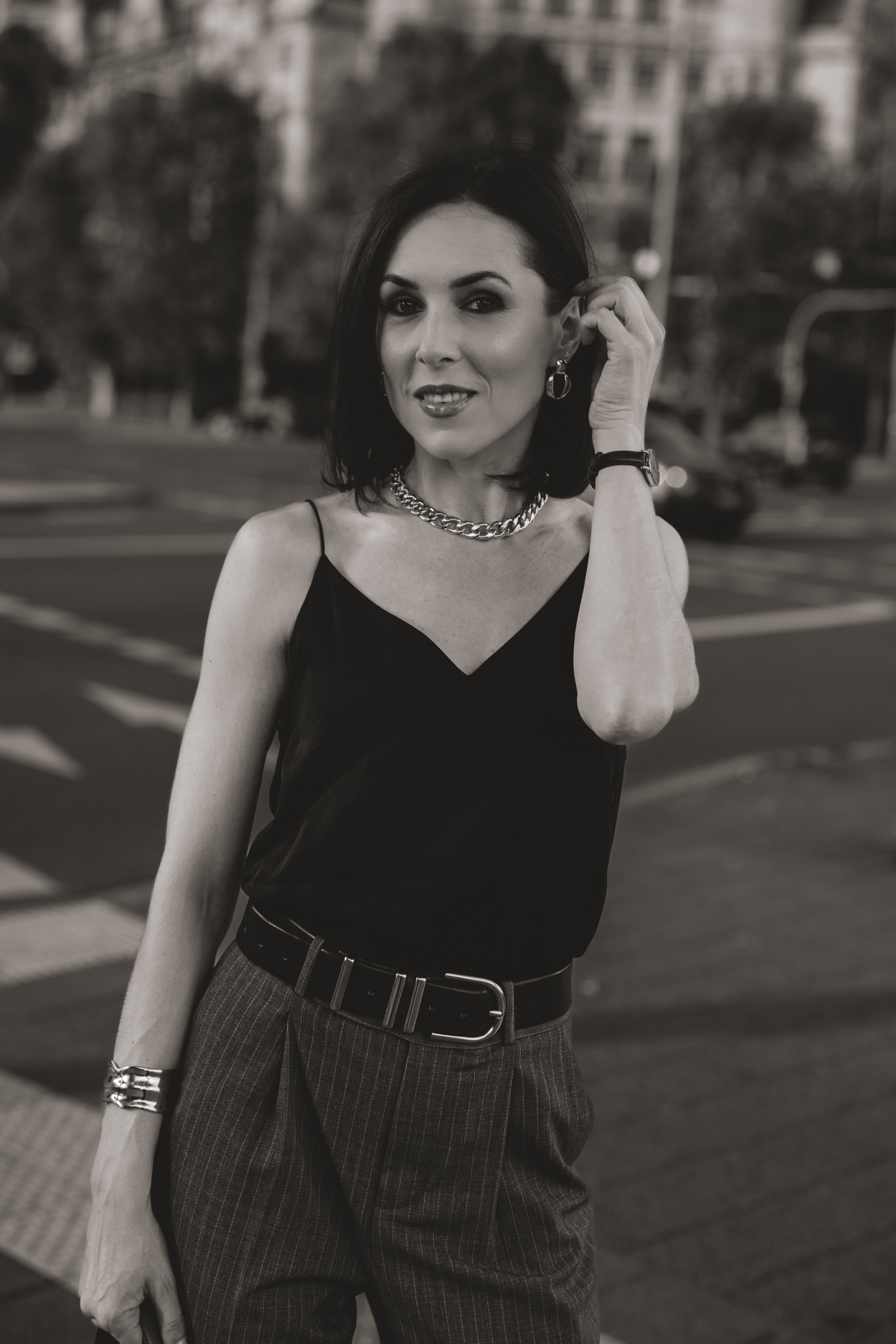 Elegant Street Portrait In Leipzig. Woman in business Suit. Kristina Kozheltsova- Soulful Portrait&Lifestyle&Love Story Photographer in Leipzig, Germany