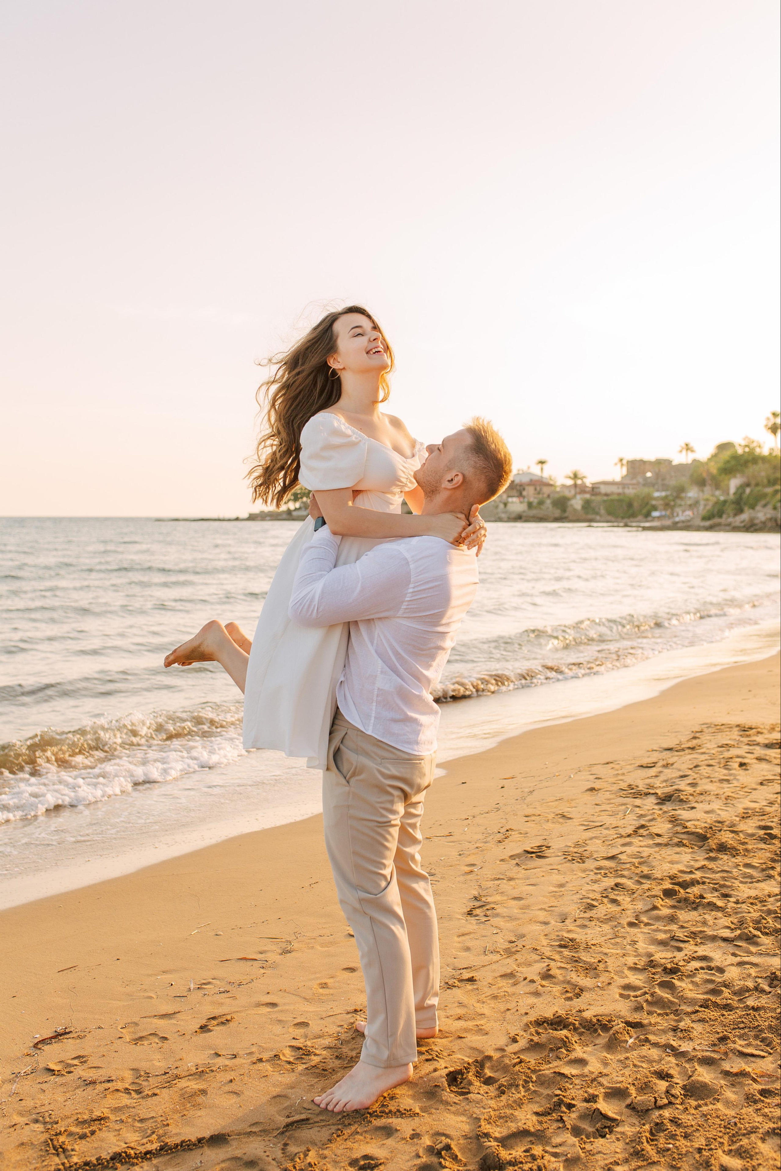 Aesthetic Beach Love Story in Side at Sunset. Professional Photographer in Alanya, Side, Belek, Antalya. Turkiye