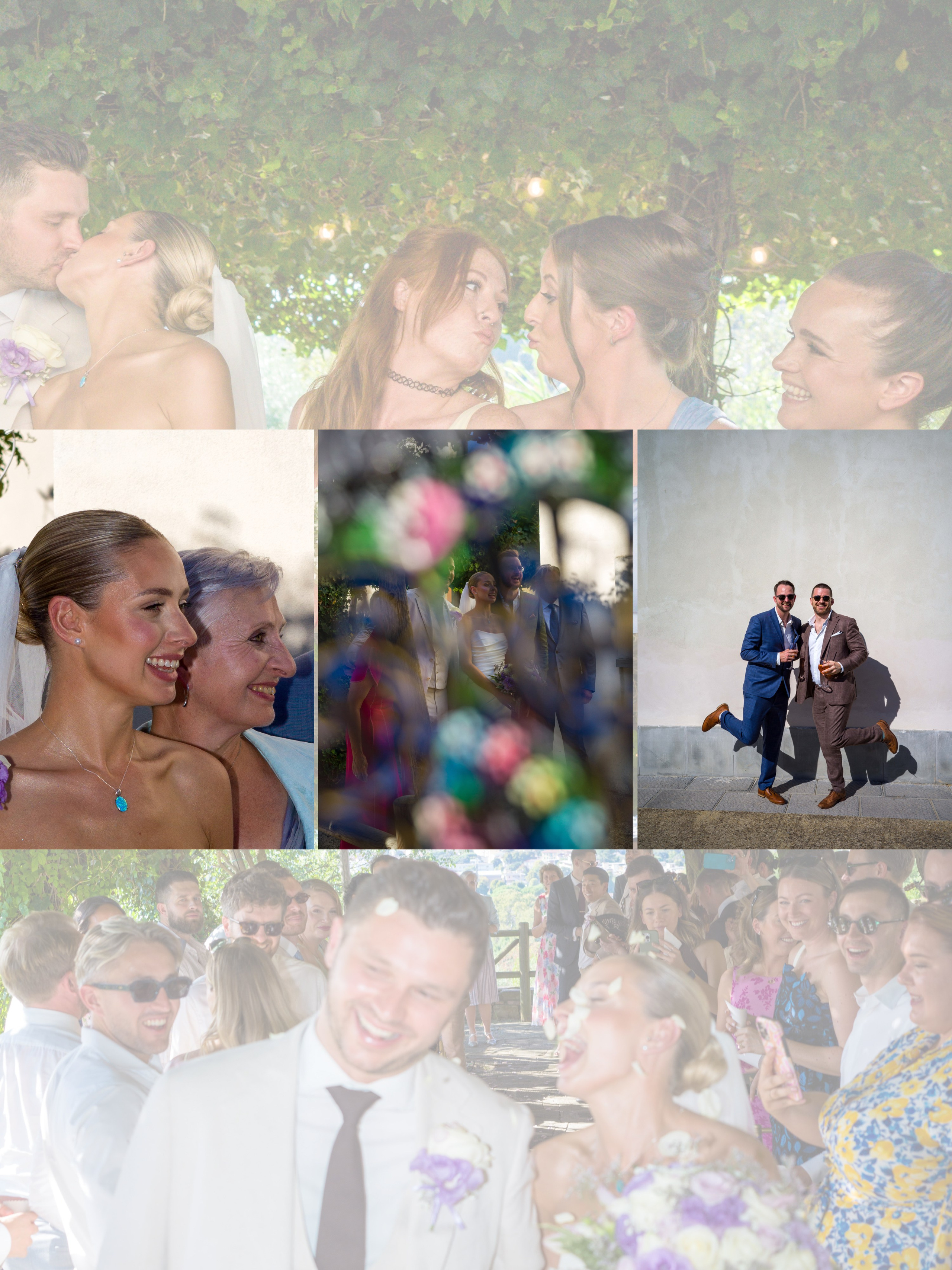 Wedding guests applauding the newlyweds in Tuscany