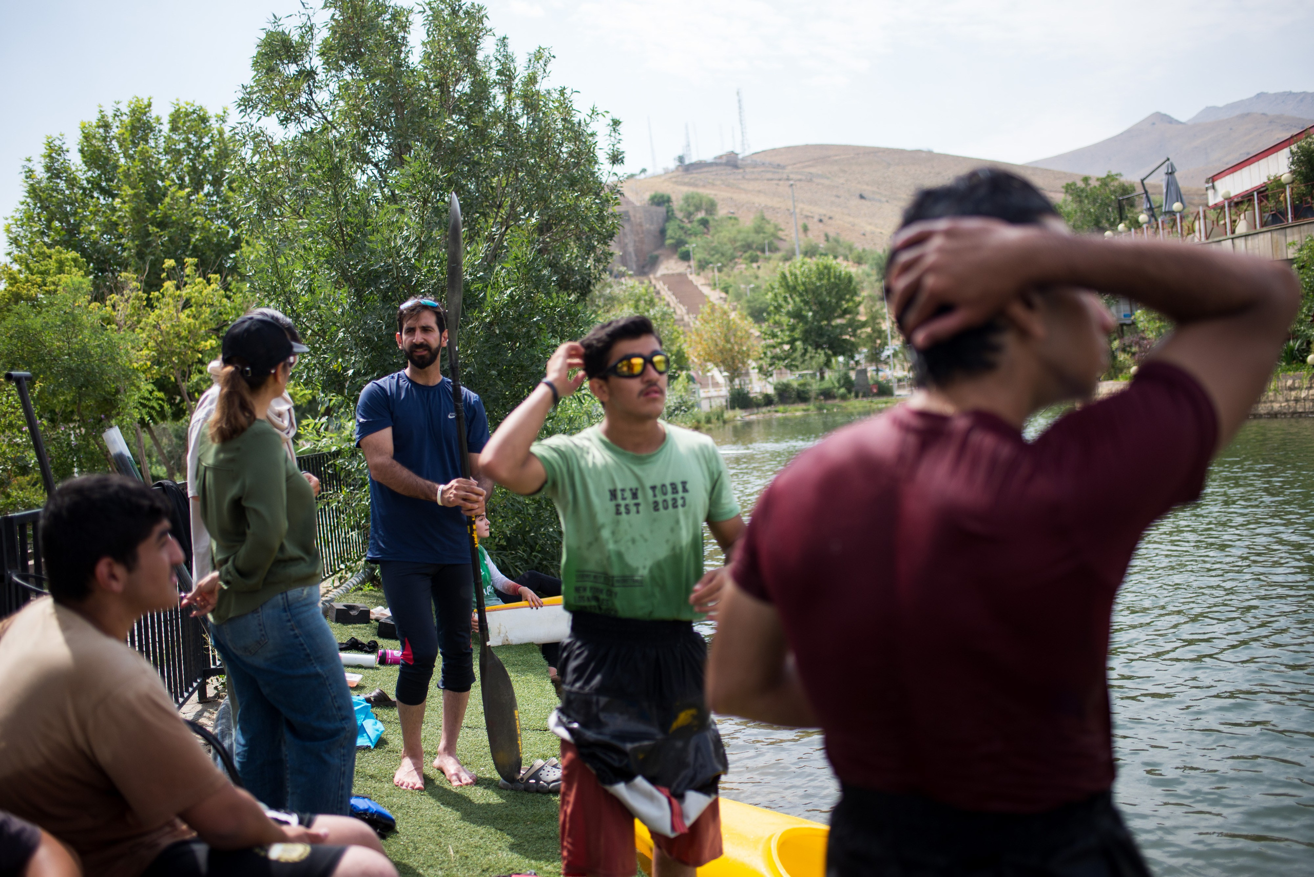 The girls’ and men’s teams train in the same recreational pool because of a lack of proper facilities and access to a standard training pool.