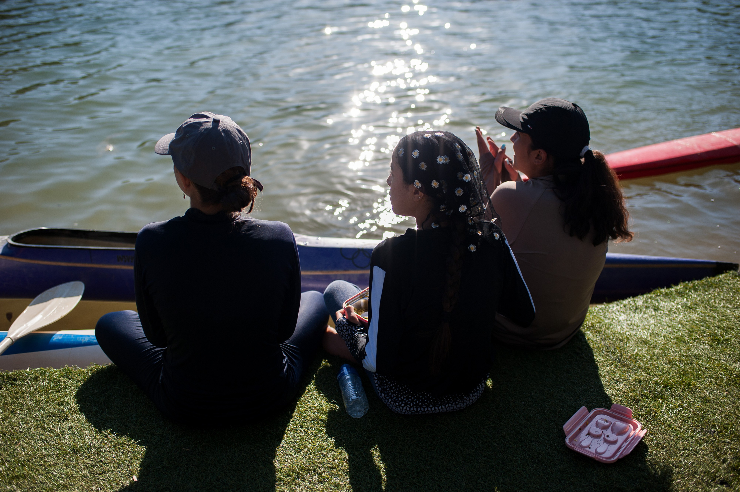 Members of the girls’ team rest before leaving for the national team talent identification camp.