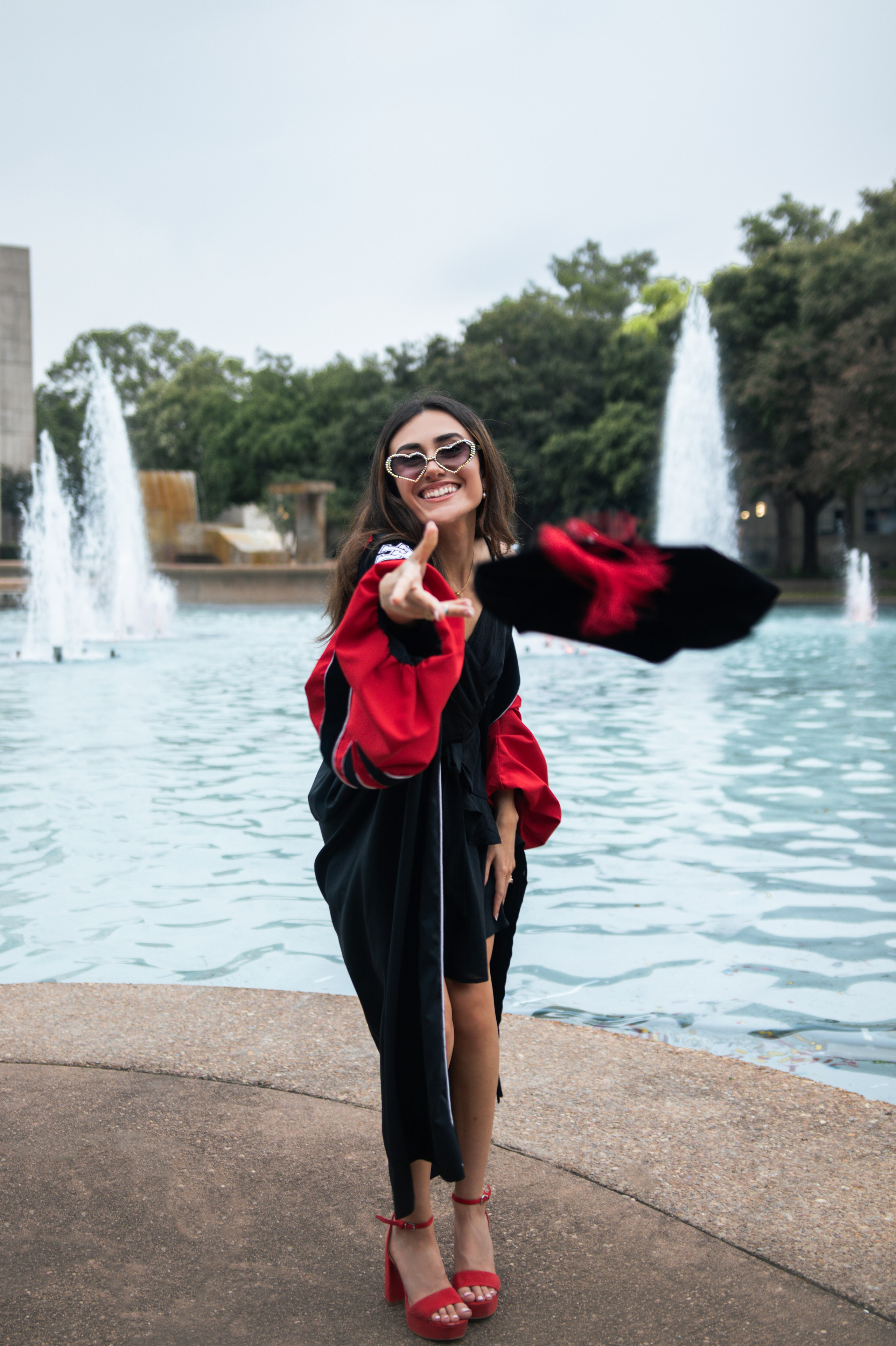 Group graduation photoshoot at the University of Houston