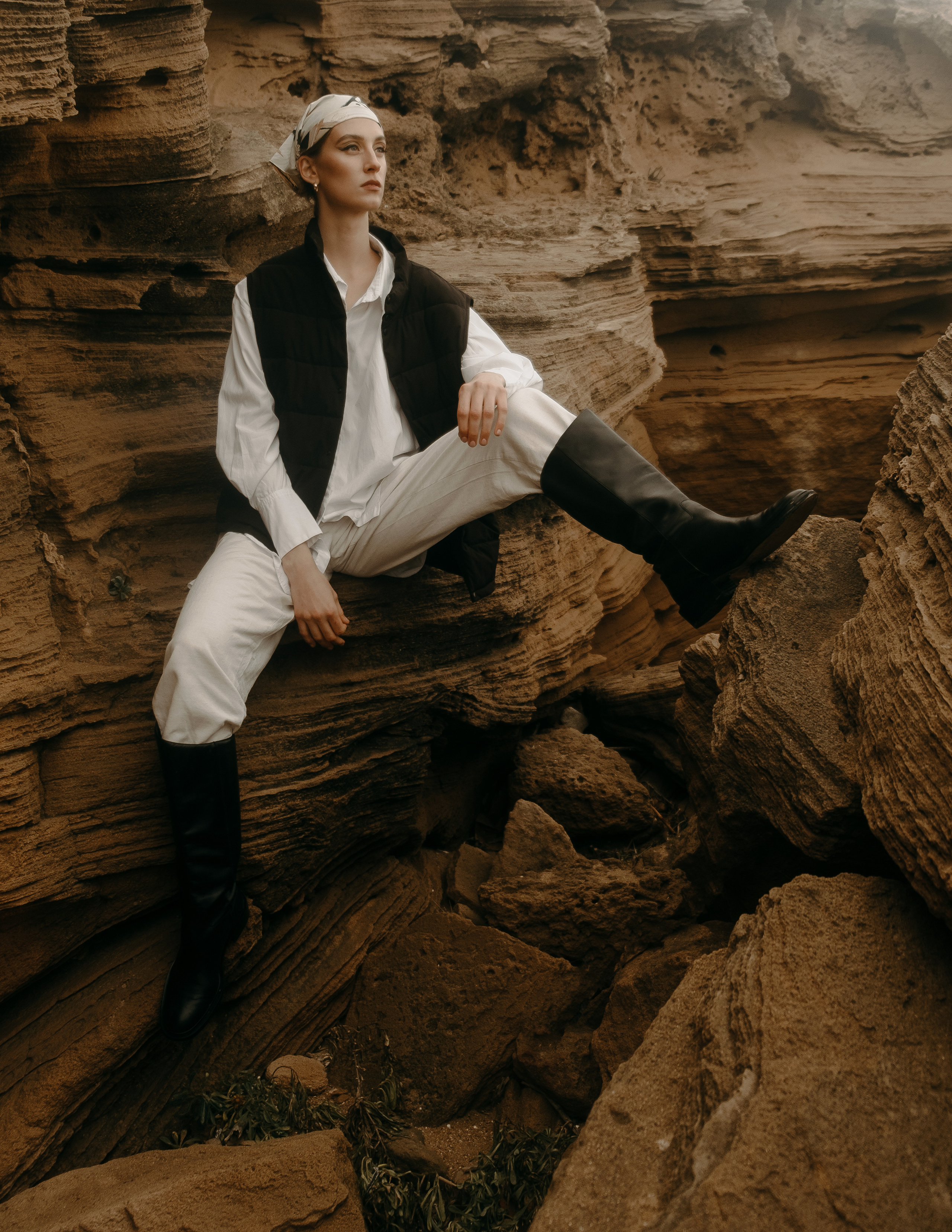 Atmospheric stylized photo shoot by the sea