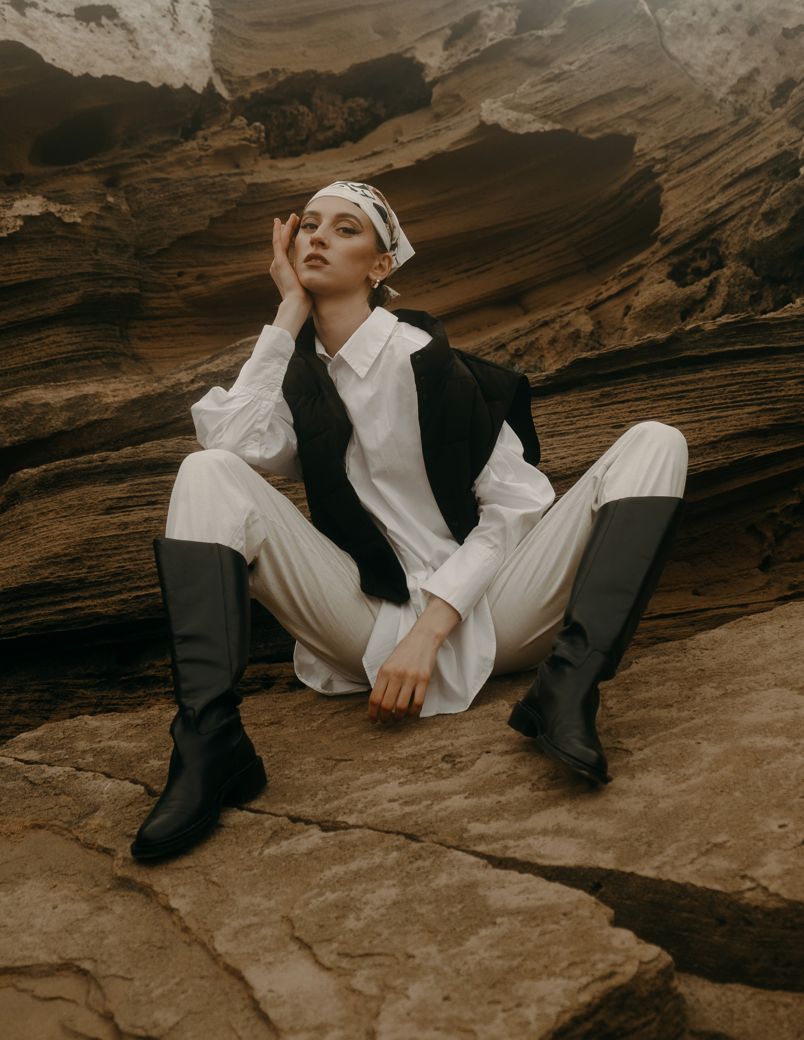 Atmospheric stylized photo shoot by the sea