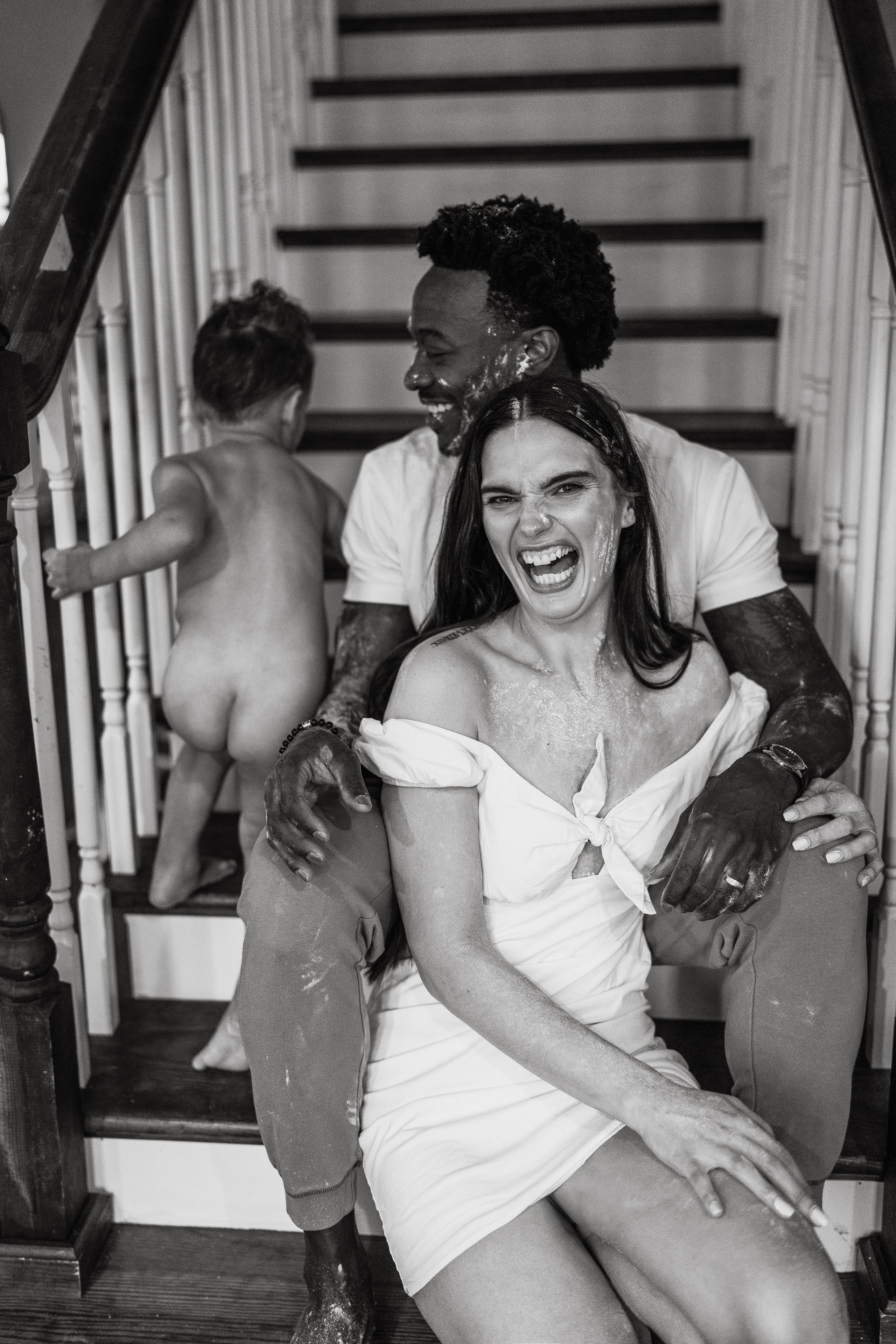 Stephanie, Lamar and kids at home. Wedding and family photographer and videographer PA, NJ, NY, DE, MD