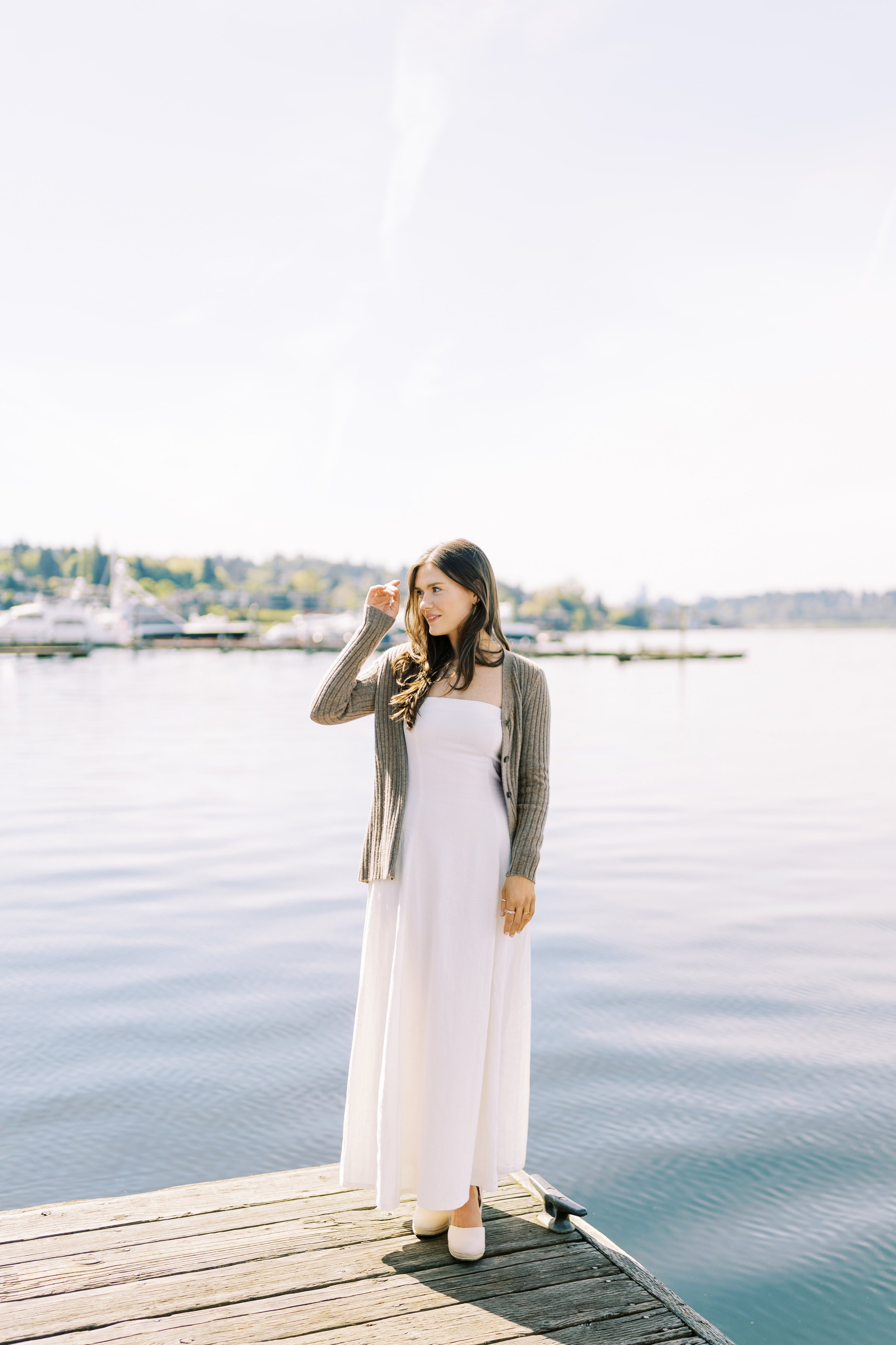 Engagement photo shoot Jake & Caroline / May 2024. Marina Park|Kirkland, WA. EVAN ARISTOV WEDDING PHOTOGRAPHY — Seattle Wedding Photographer