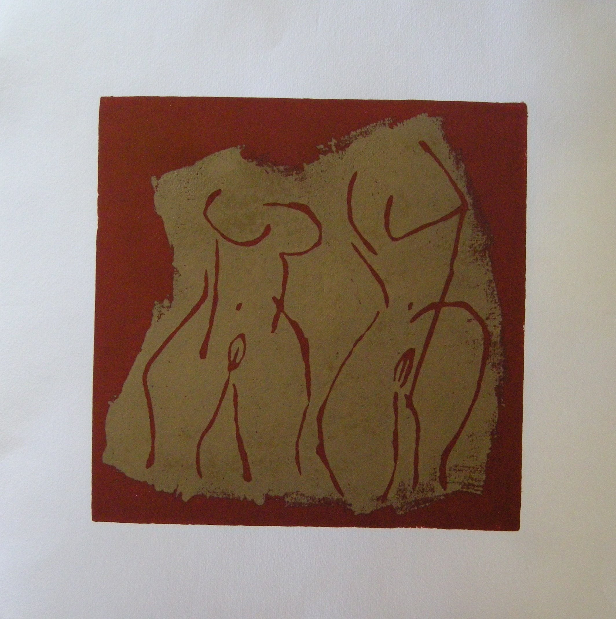 Akt rot-gold 2025 - 20x20 auf Papier 30x30