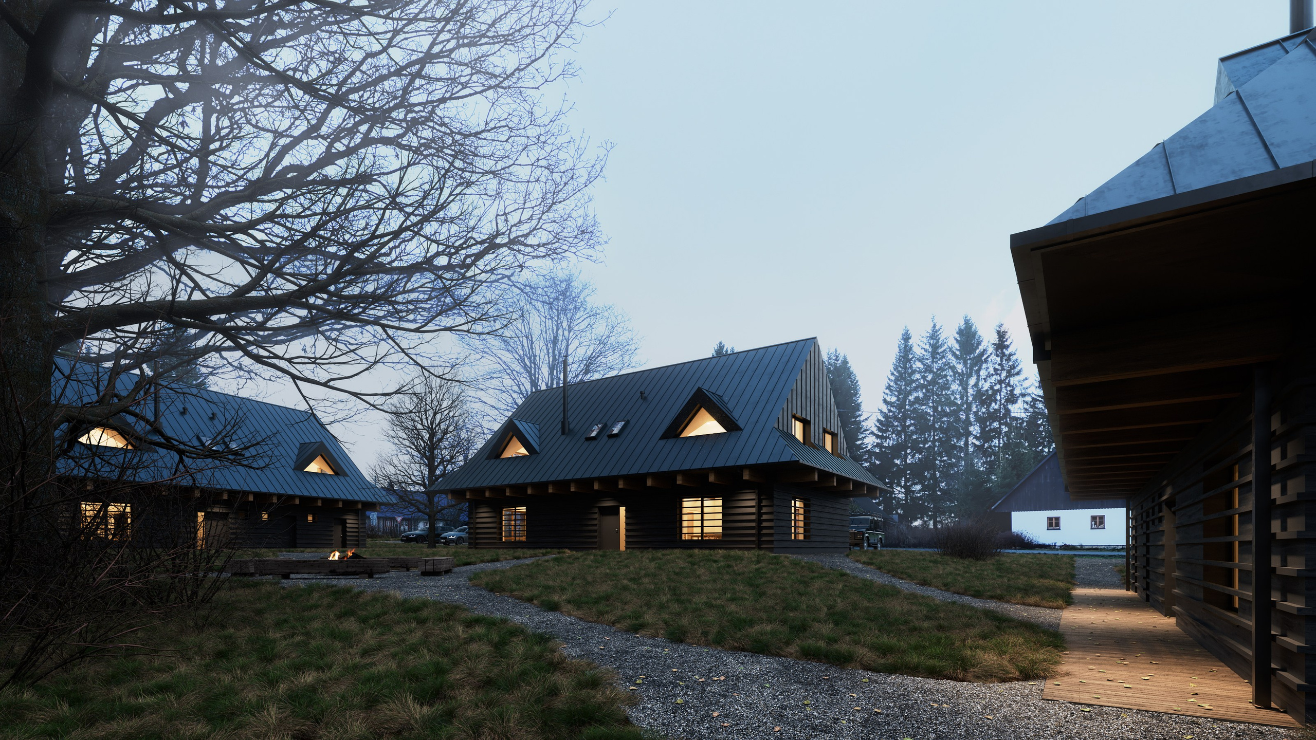 TŘÍ REKREAČNÍ CHATY. Filipenka architects