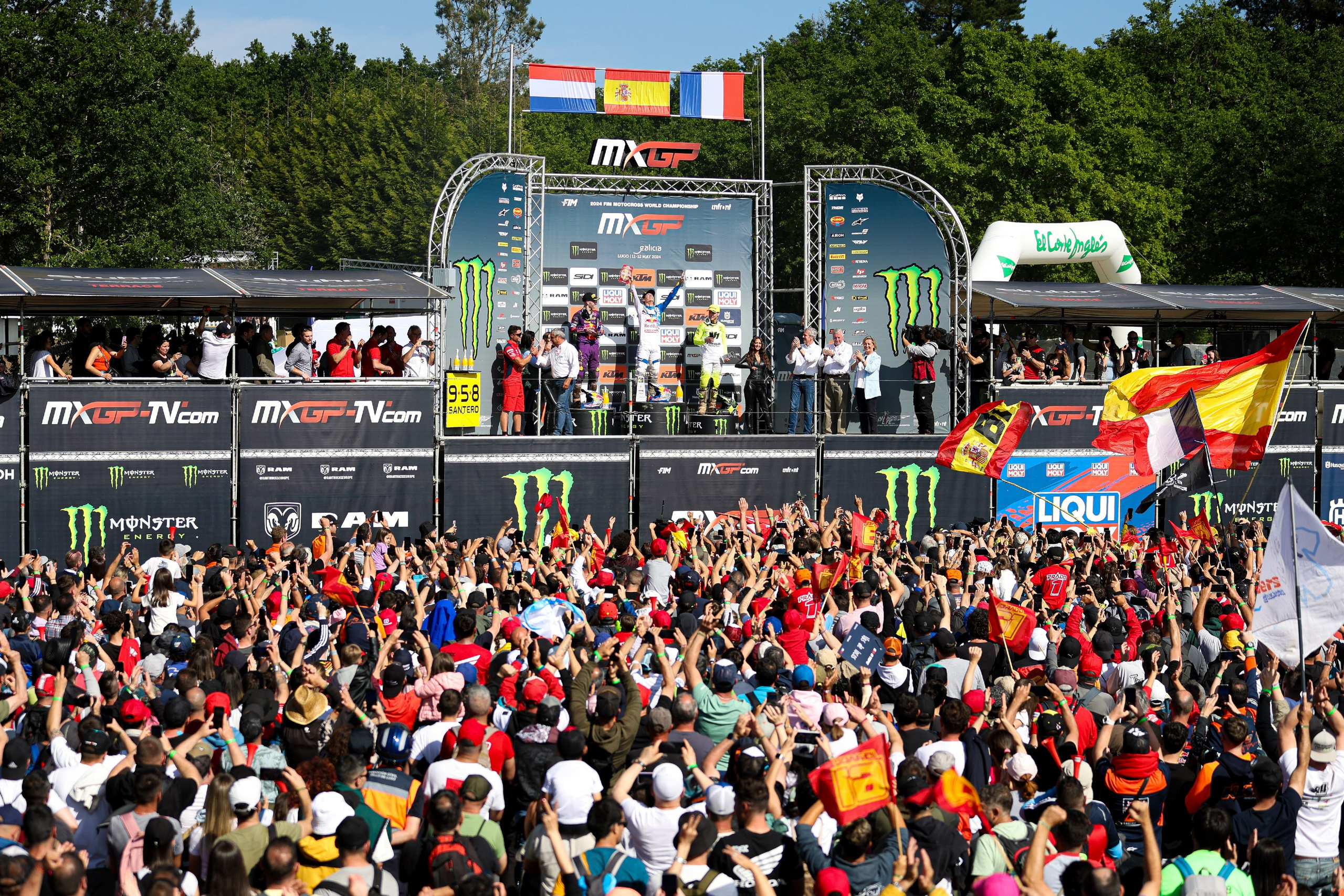 Jorge Prado podium celebration at home GP MXGP of Spain Motocross World Championship