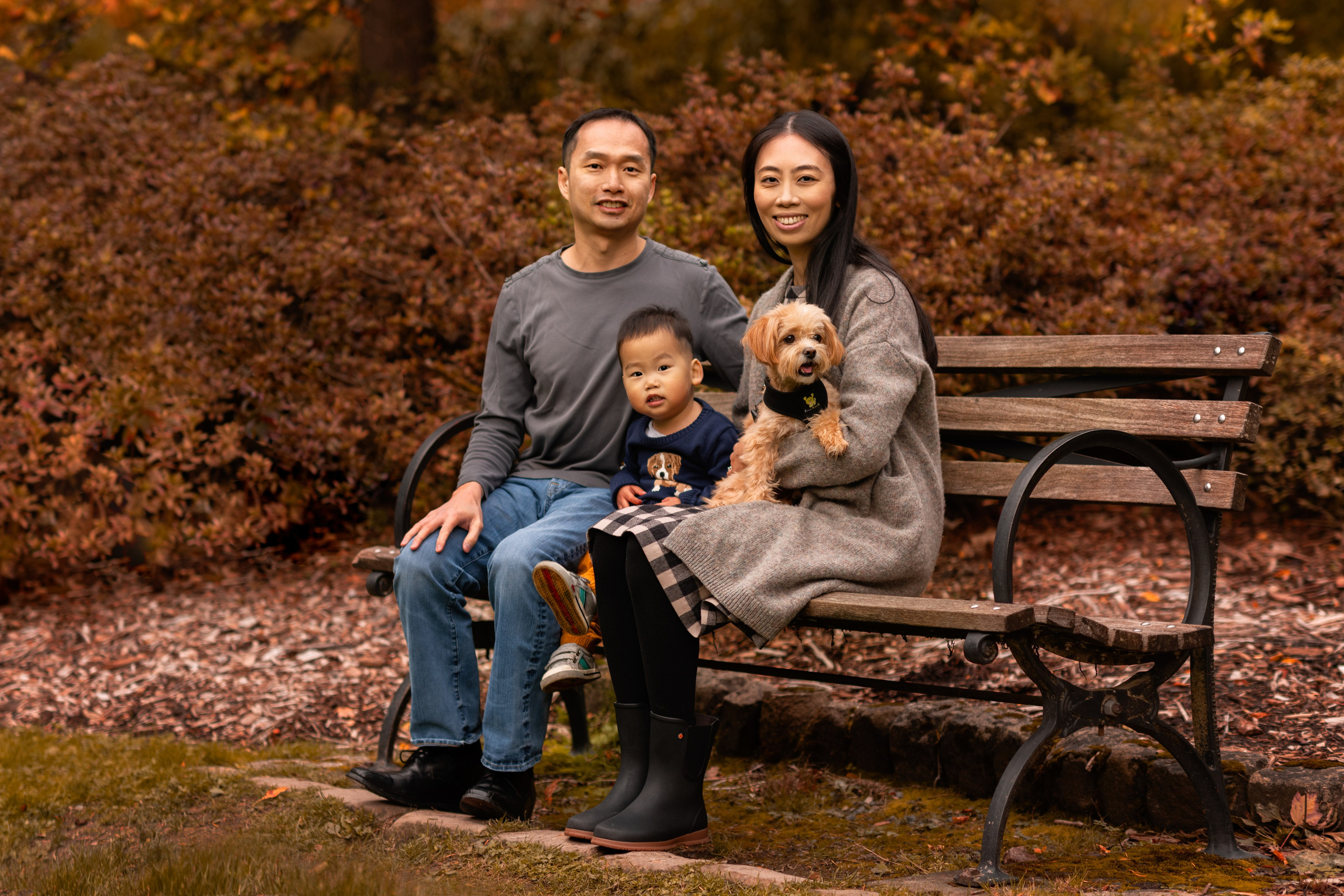 Cathy & Arthur with Marvel son. Wedding & family photography in Seattle area. Helen Michelle photographer