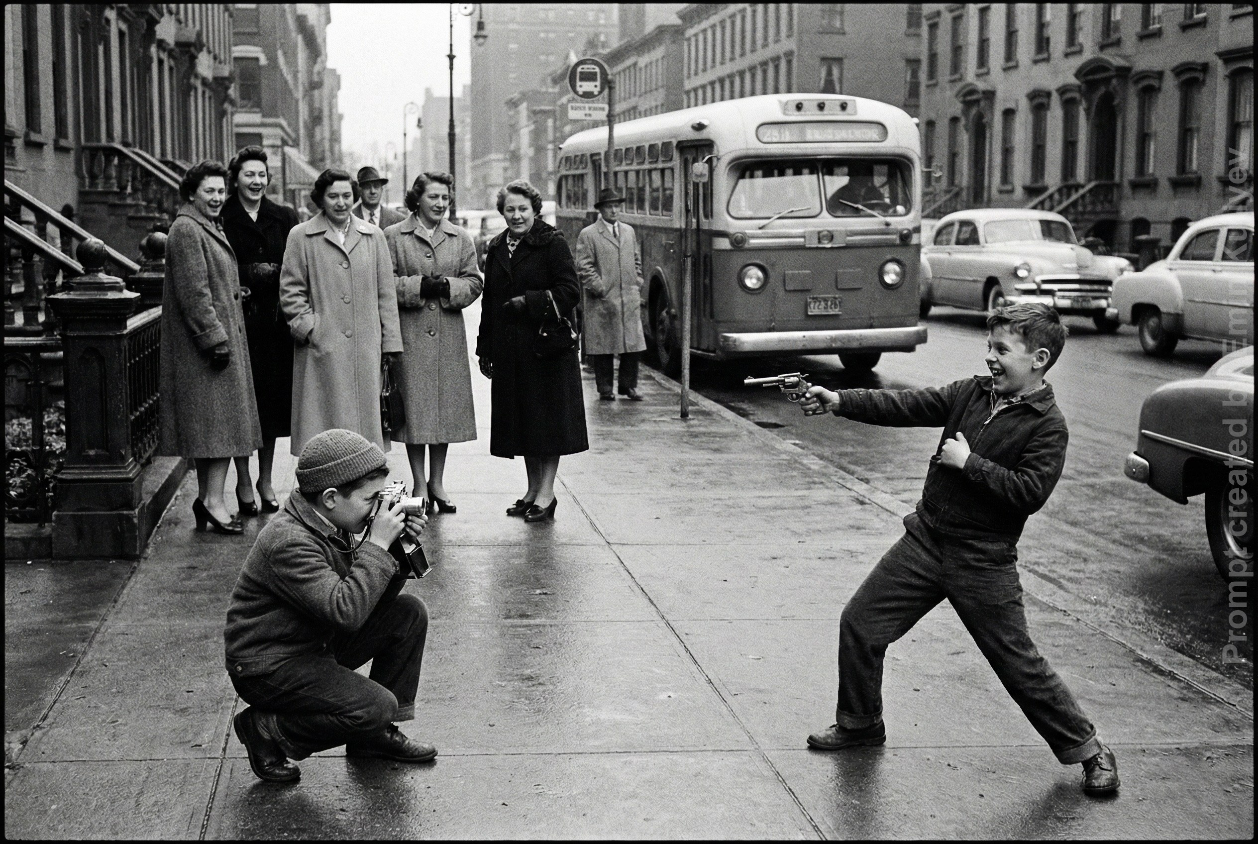 AI 1950s photo style test, vintage film look, realistic AI photography, retro image generation, learn my prompts in online class. Emin Kuliyev — Award-Winning Wedding Photojournalist NYC & USA | Best Wedding Photographer Known for Candid, Timeless Moments