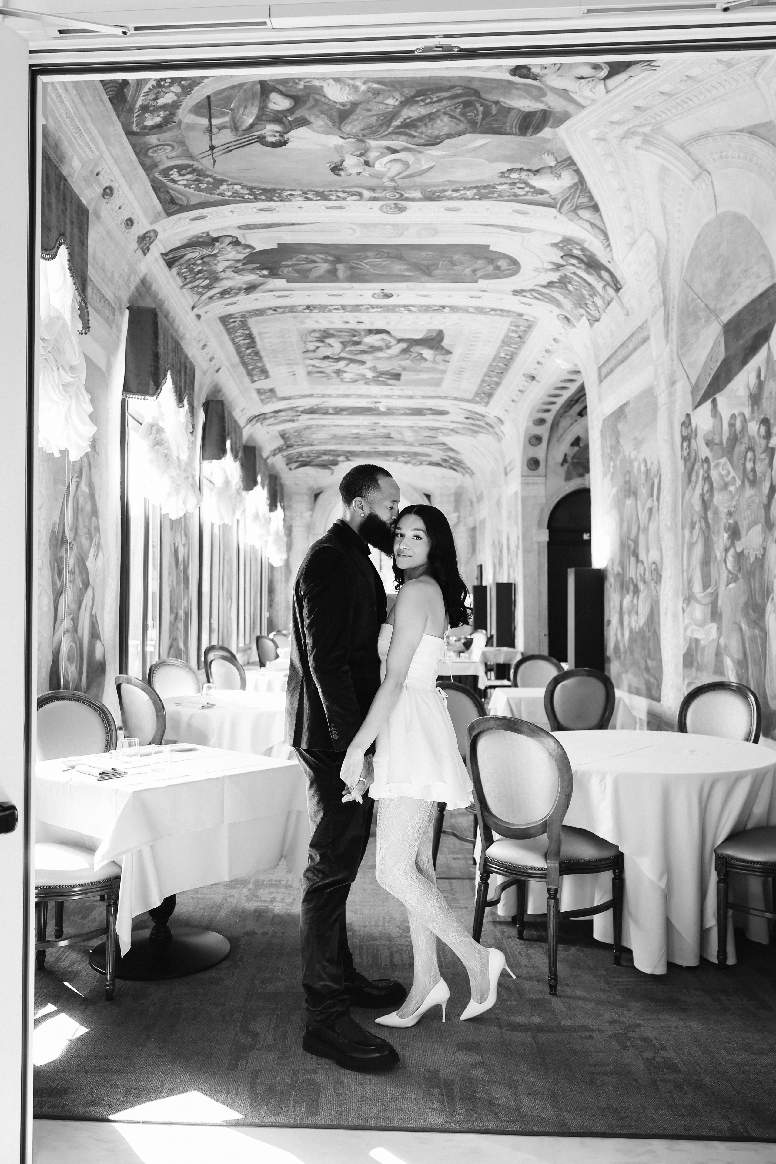 Bride and groom celebrating their wedding at a luxury villa in Italy