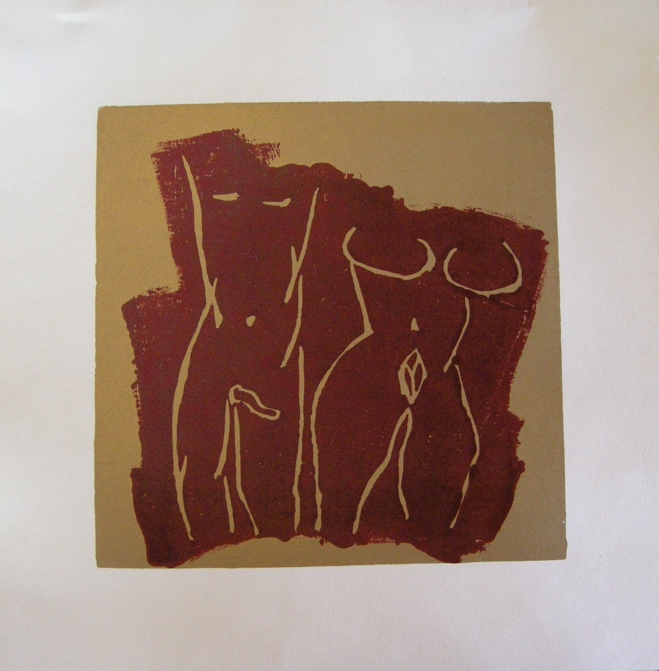 Akt rot-gold 2025 - 20x20 auf Papier 30x30