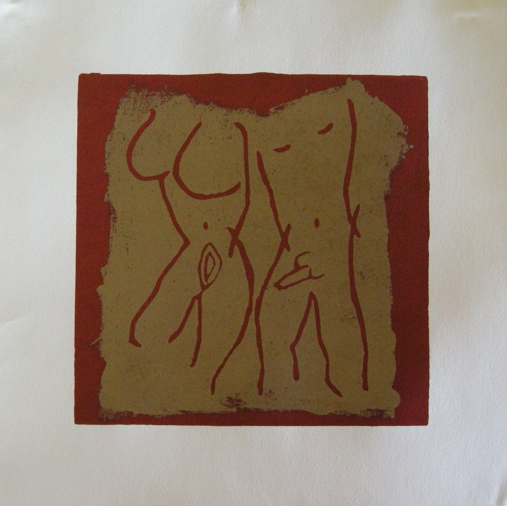 Akt rot-gold 2025 - 20x20 auf Papier 30x30