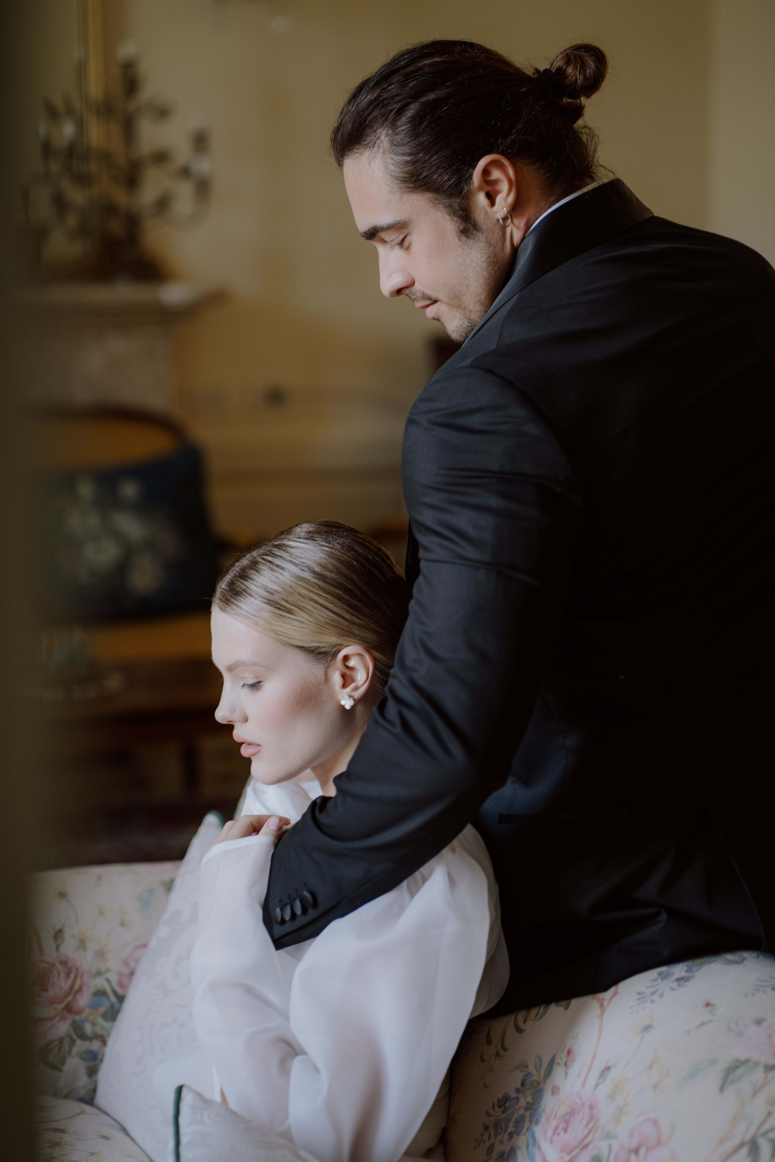     intimate indoor moment Lake Como elopement Italy