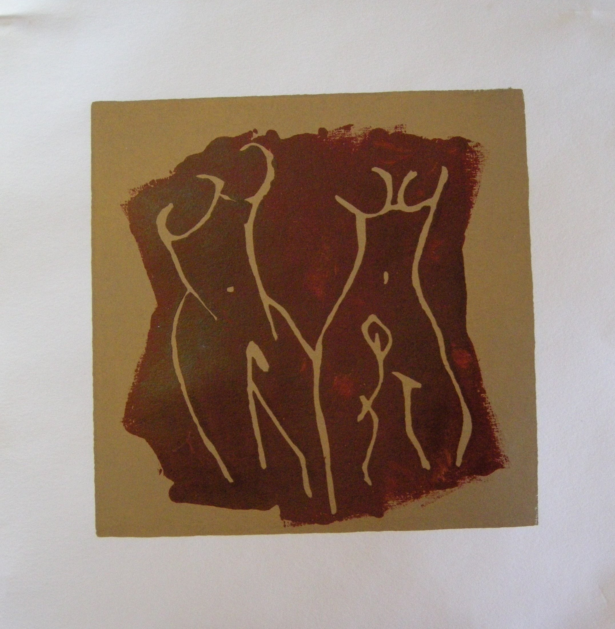 Akt rot-gold 2025 - 20x20 auf Papier 30x30