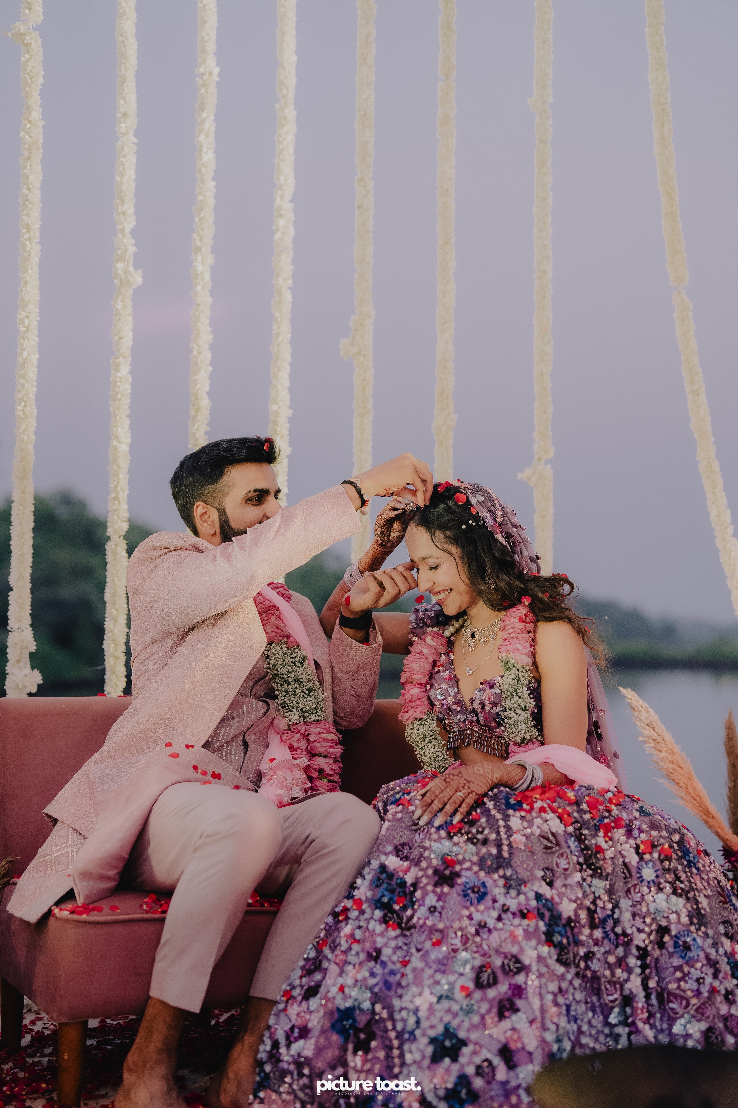 Varamala Ft. Barbie & Aneesh. Fine art Wedding Photographers in India & Canada