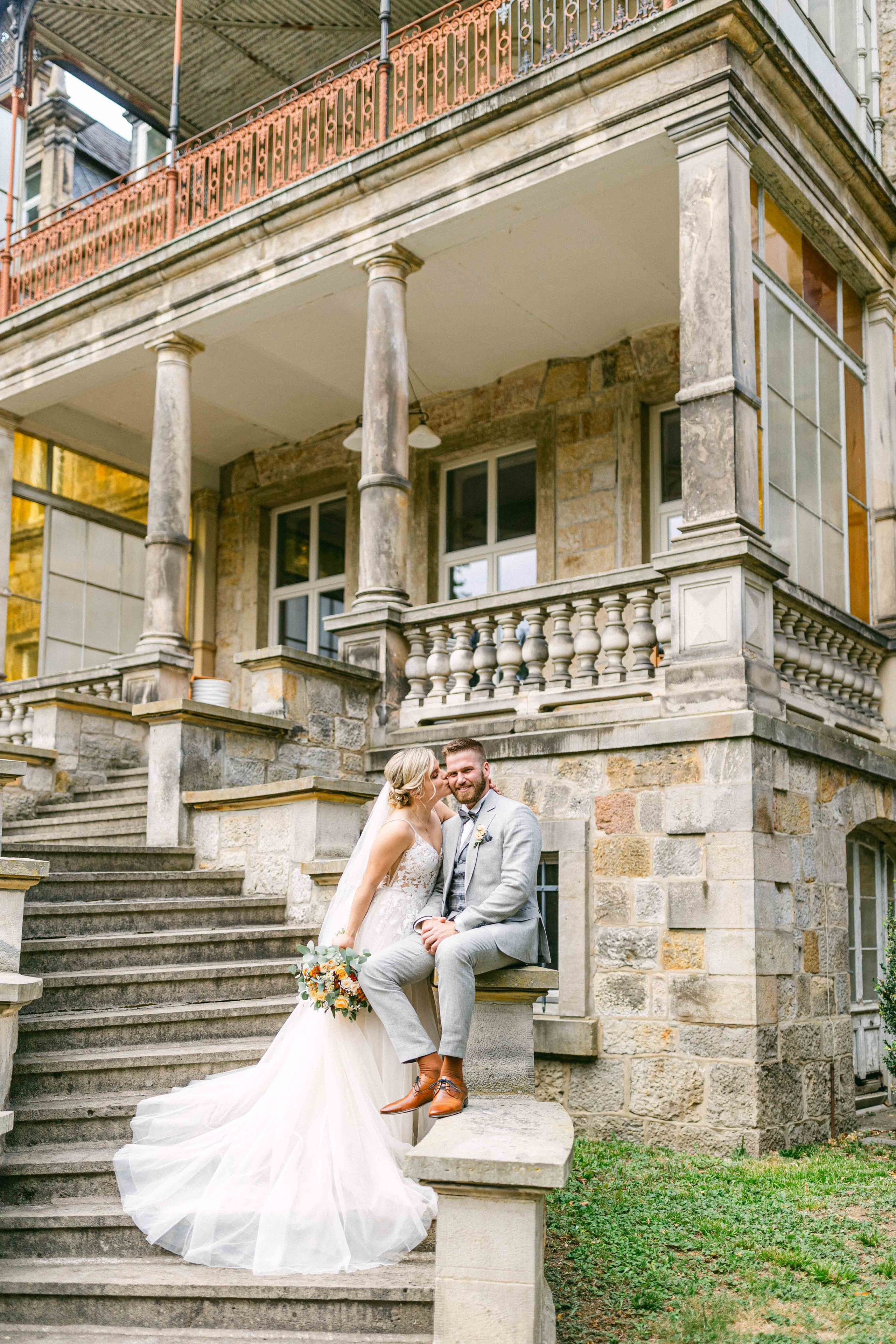 Brautpaar bei ihrer Hochzeit im Rittergut Voldagsen