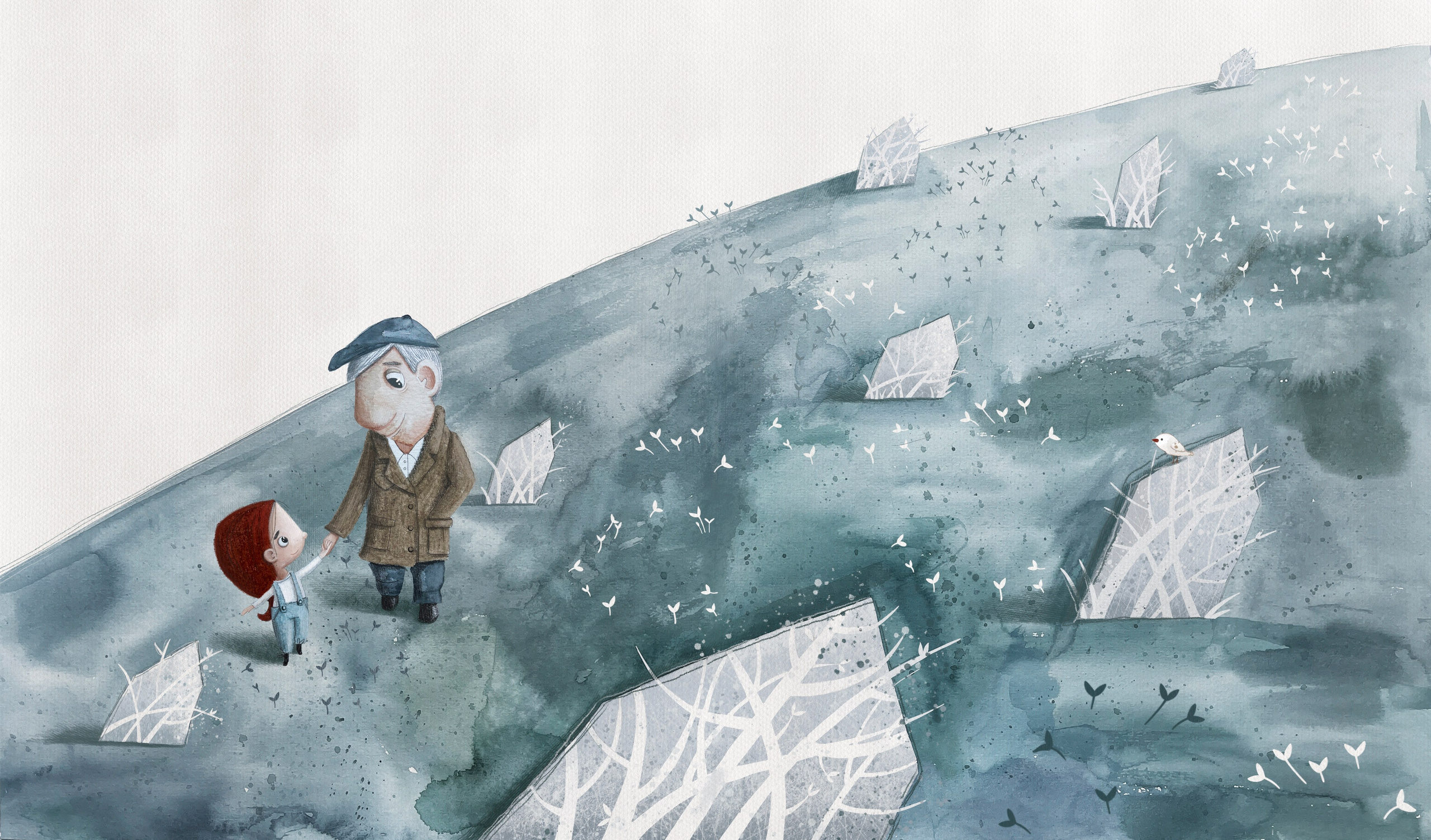 "I'm in the house." This book is not just about death, it is also about friendship. About the strong connection between a girl and her grandfather.