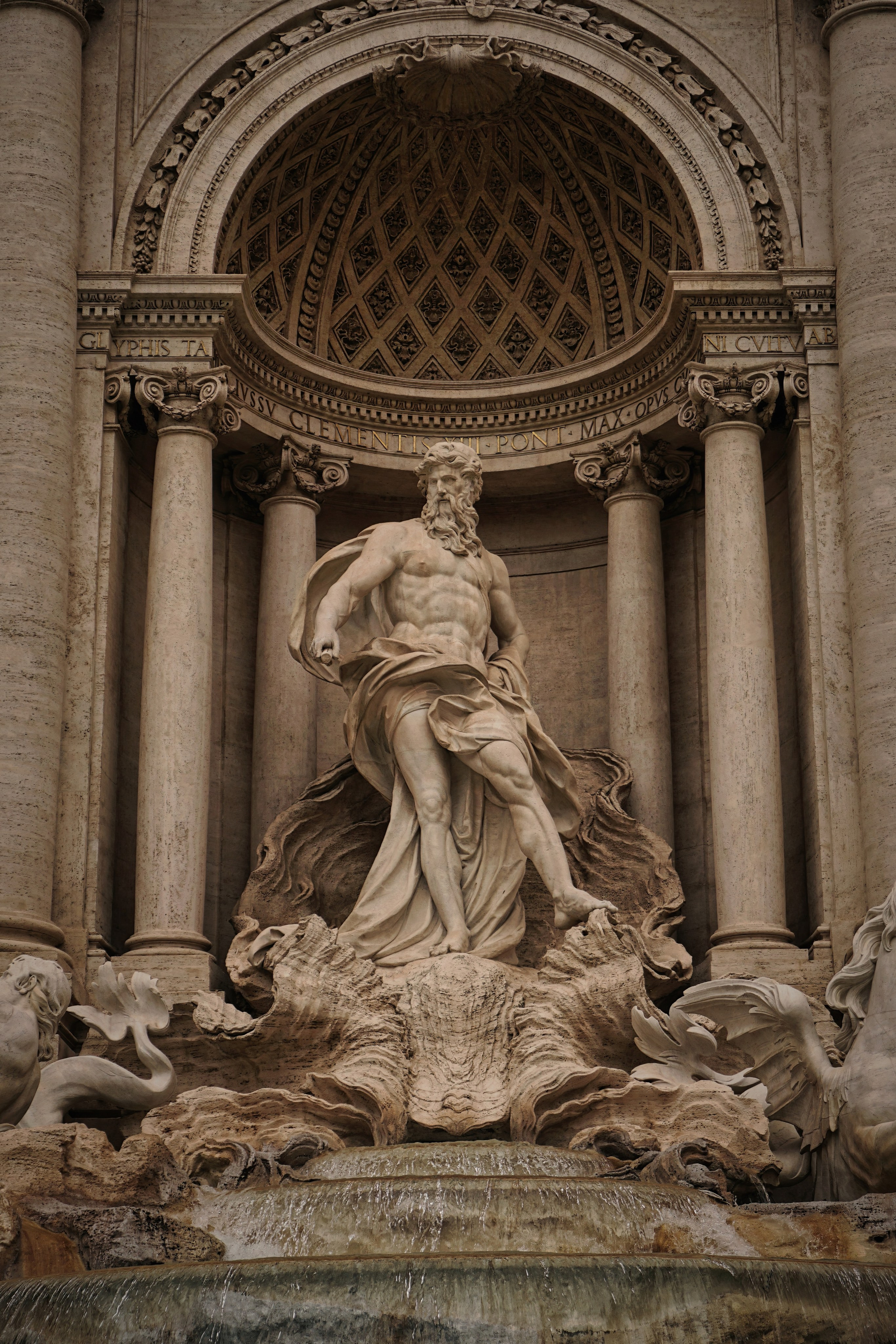 Photography of Italy – Oceanus figure at the Trevi Fountain in Rome, photographed as part of a photography book about Rome.