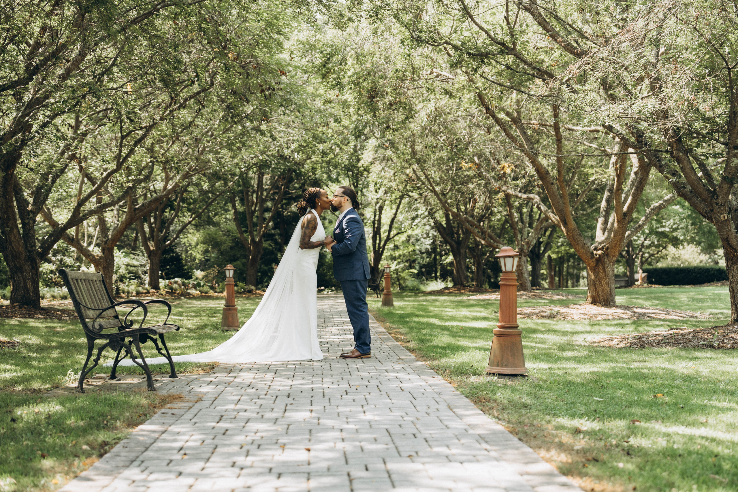 Modern wedding photography with natural light during outdoor ceremony in Montgomery New York